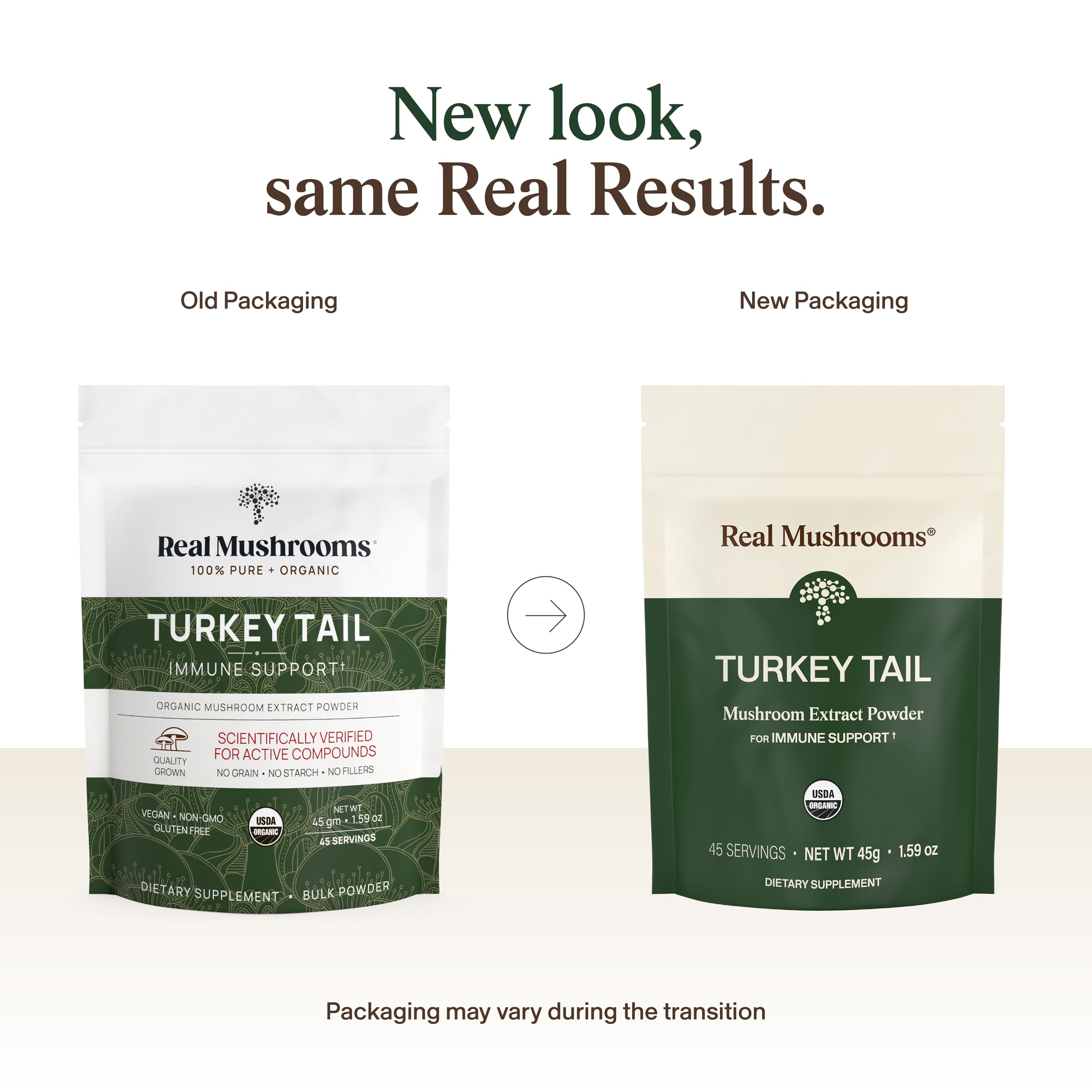 Real Mushrooms Turkey Tail Mushroom Extract 45g packaging