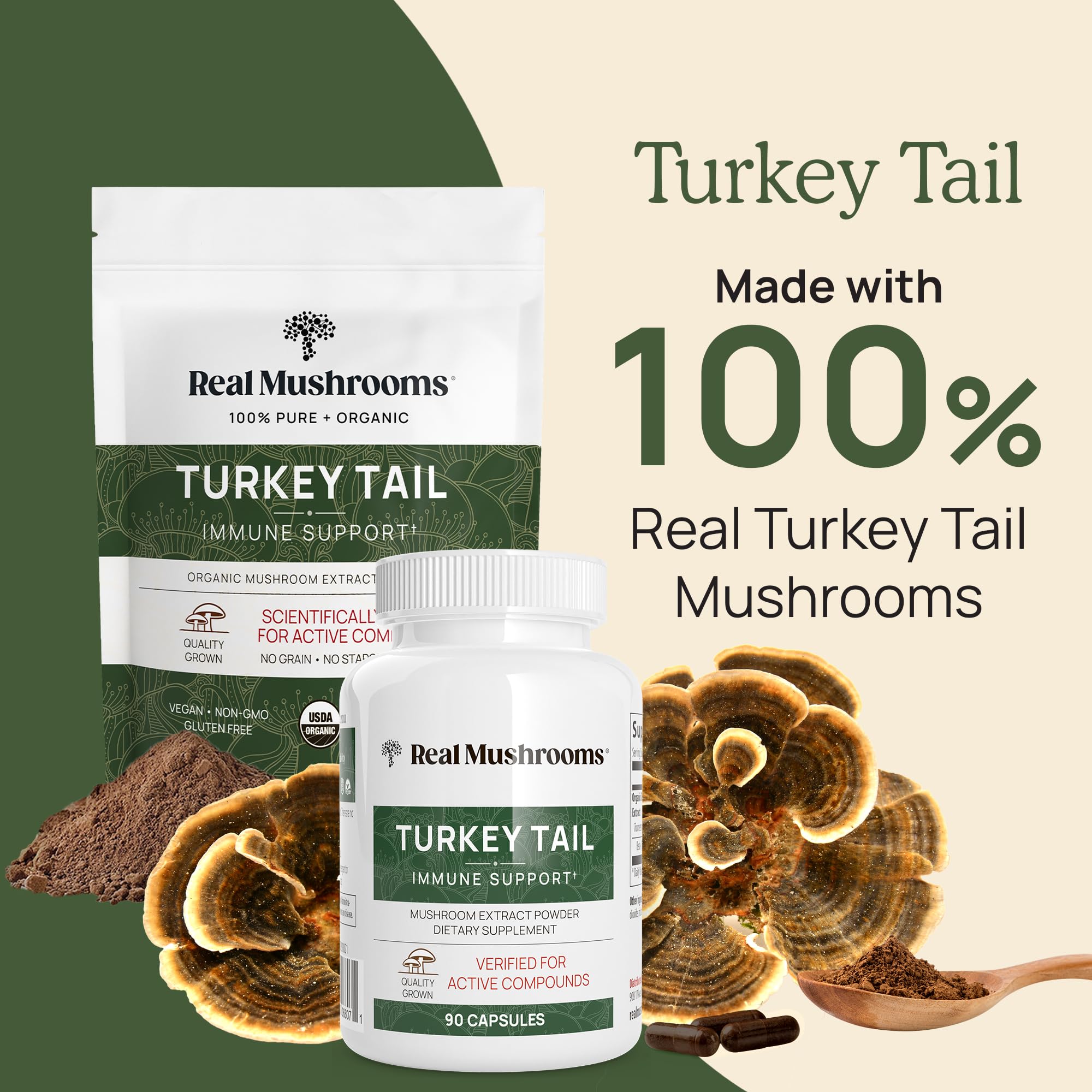 Real Mushrooms Turkey Tail Mushroom Extract 45g powder close-up