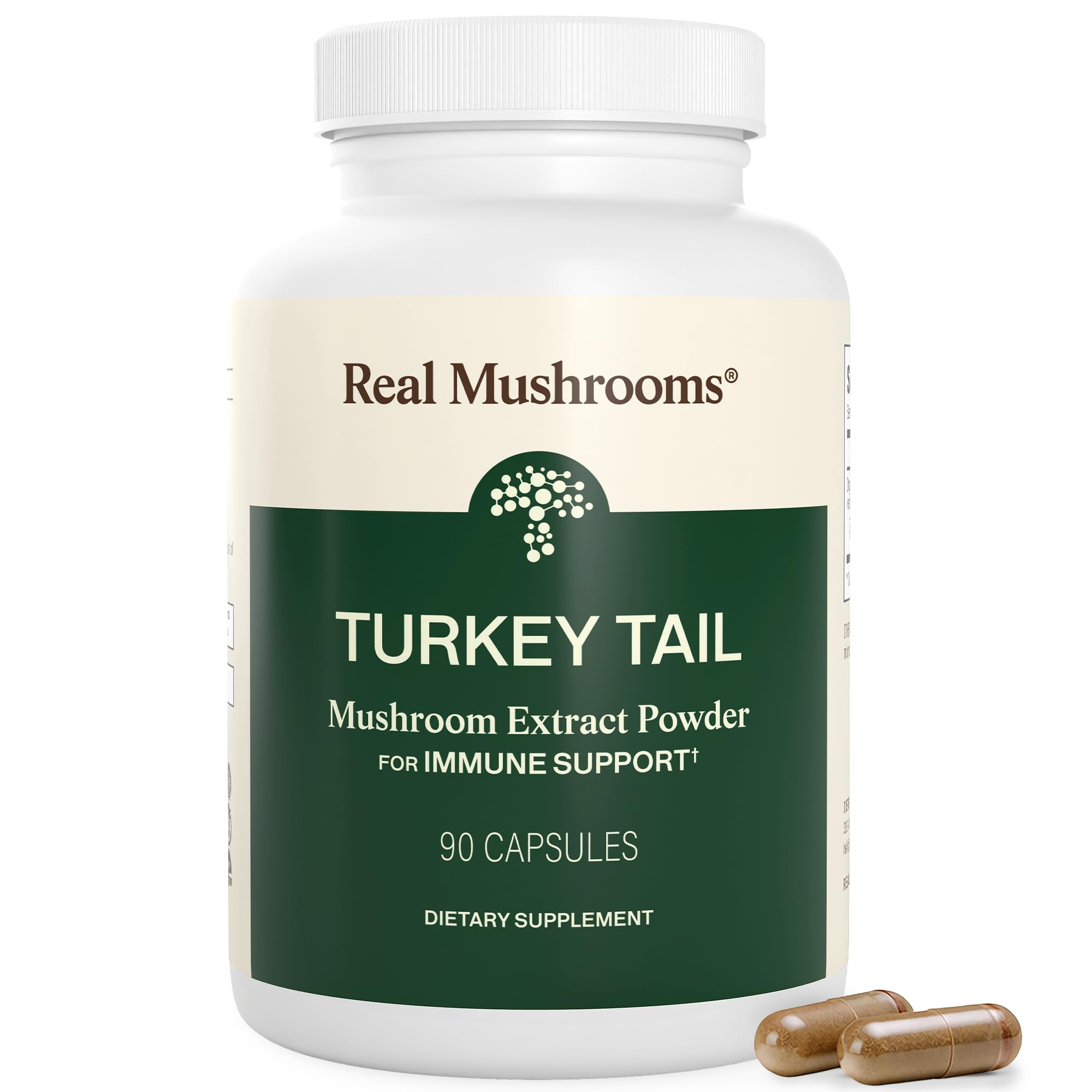 Real Mushrooms Turkey Tail Mushroom Supplement front view