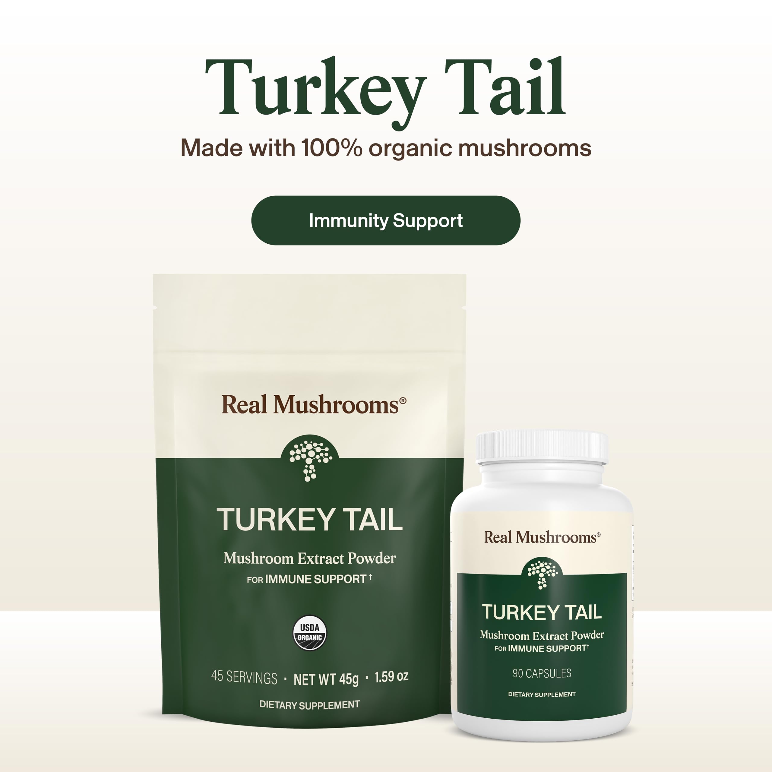 Real Mushrooms Turkey Tail Mushroom Supplement side view