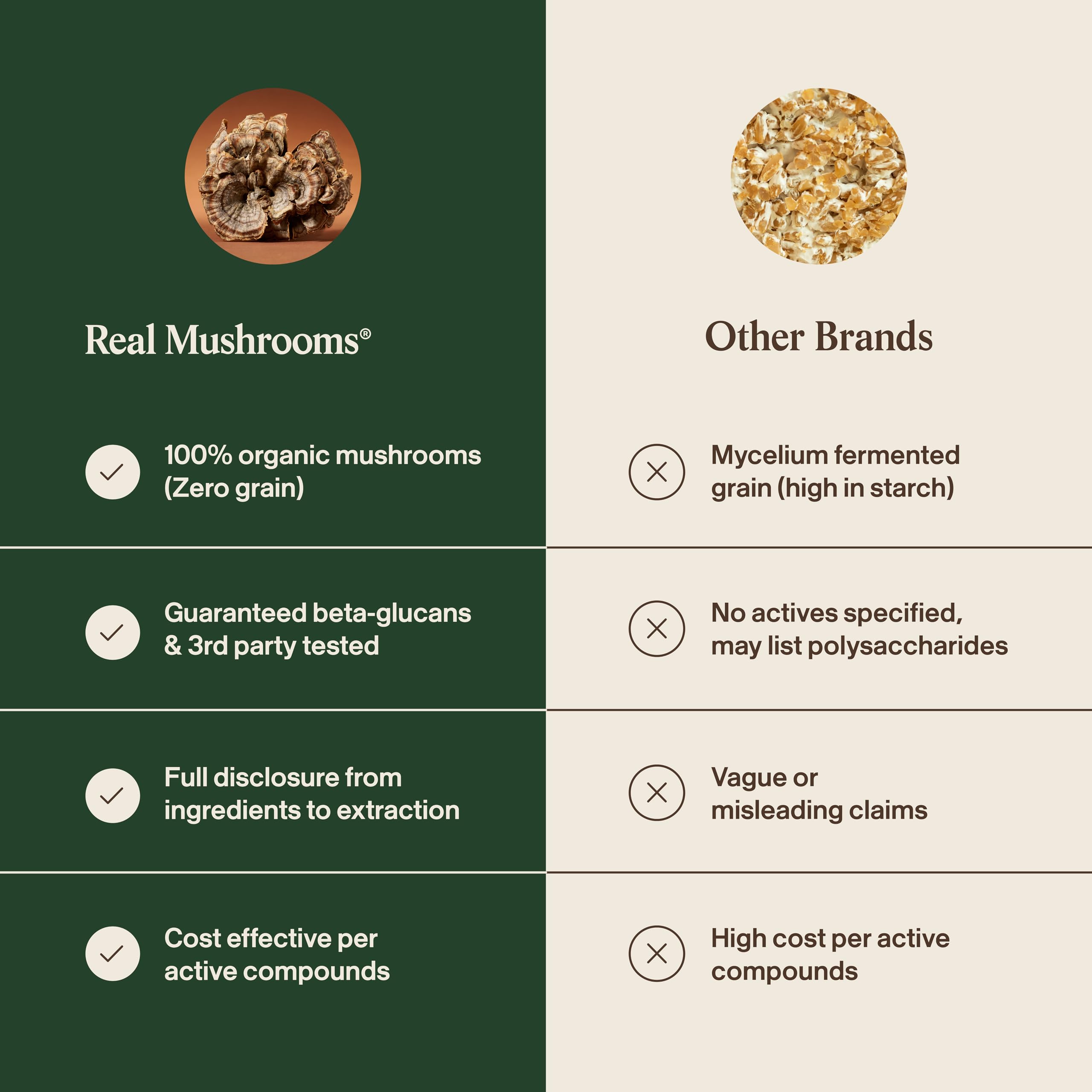 Real Mushrooms Turkey Tail Mushroom Supplement with ingredients