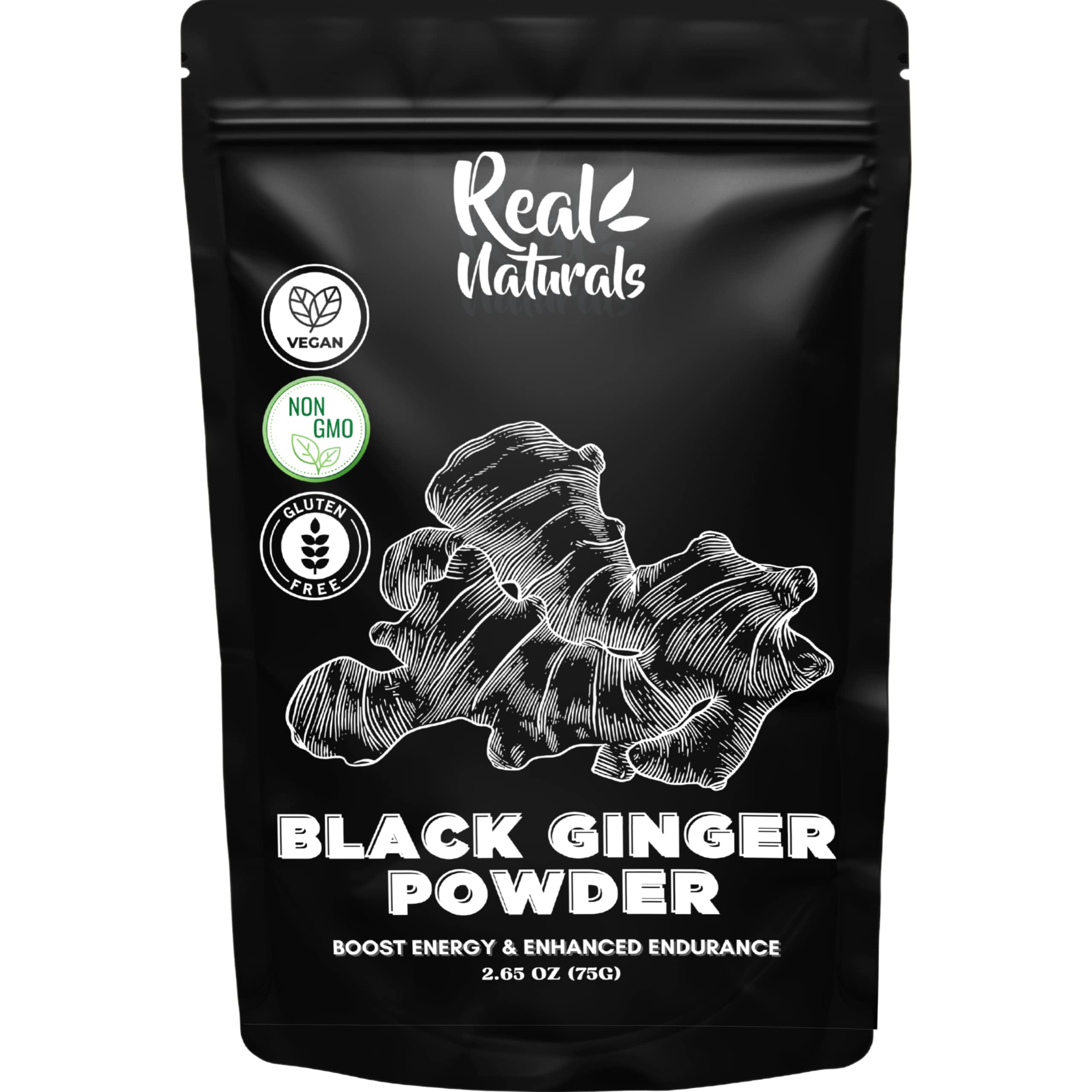Real Naturals Black Ginger Powder 75g front view