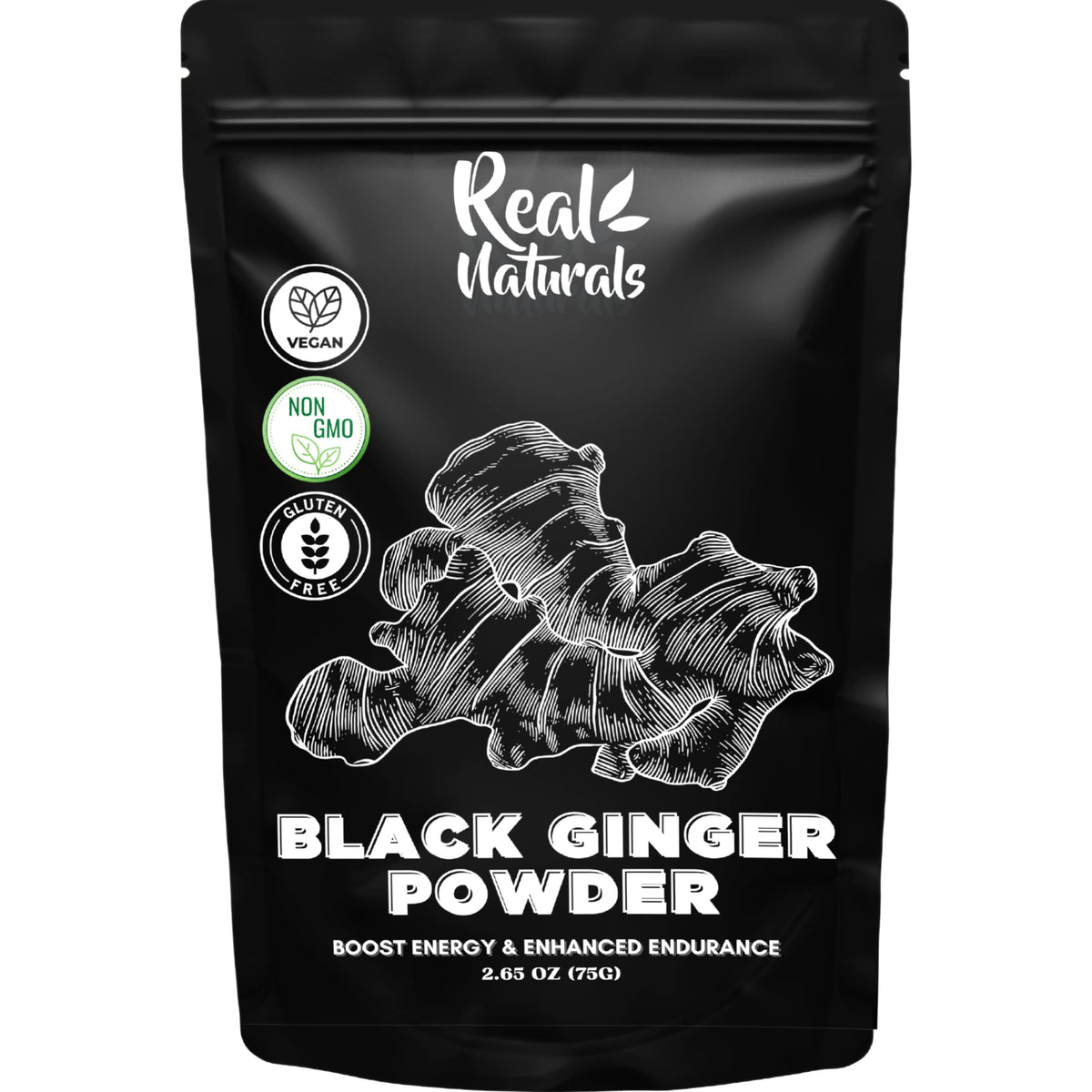 Real Naturals Black Ginger Powder 75g front view