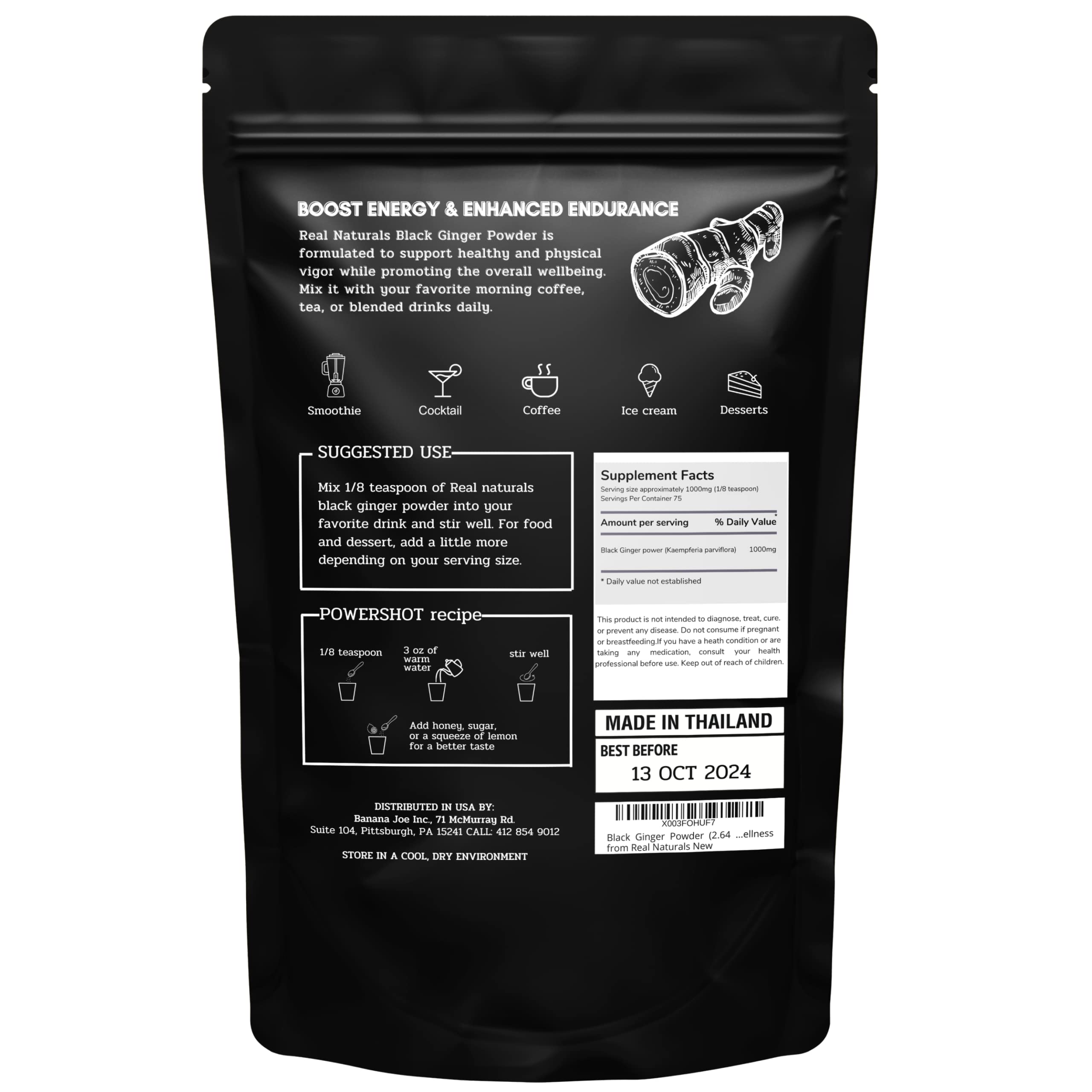 Real Naturals Black Ginger Powder serving suggestion