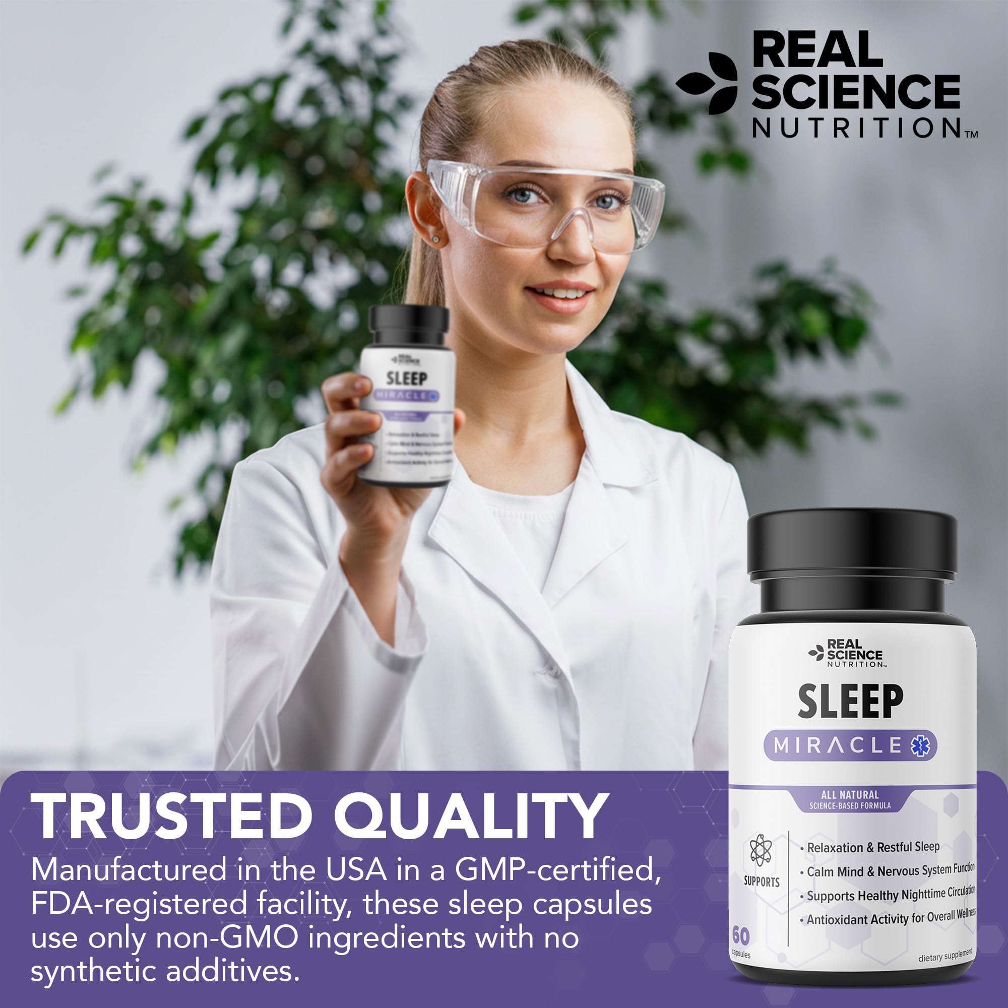 Real Science Nutrition Sleep Miracle bottle with vitamins