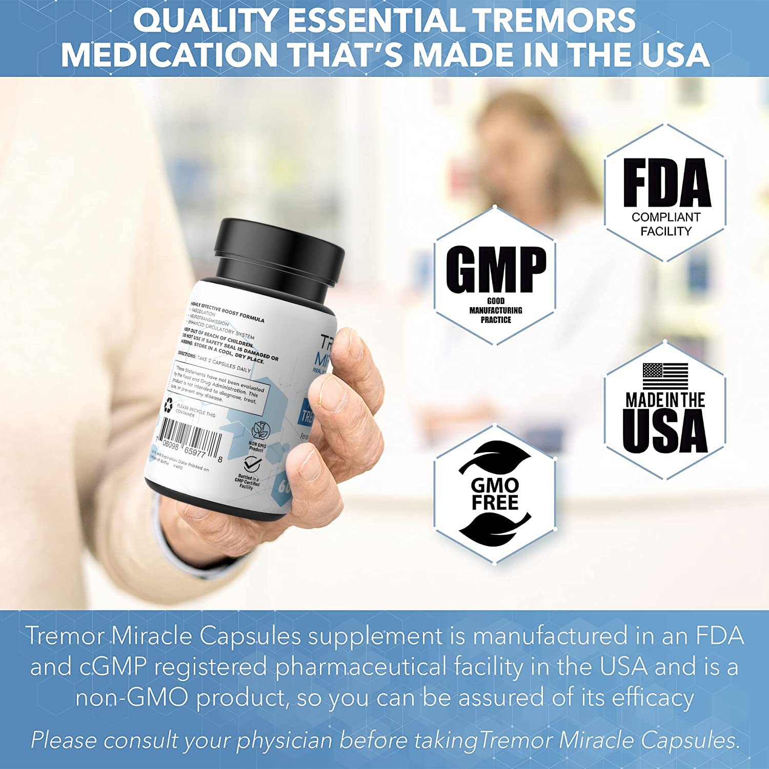 Real Science Nutrition Tremor Miracle Capsules packaging details