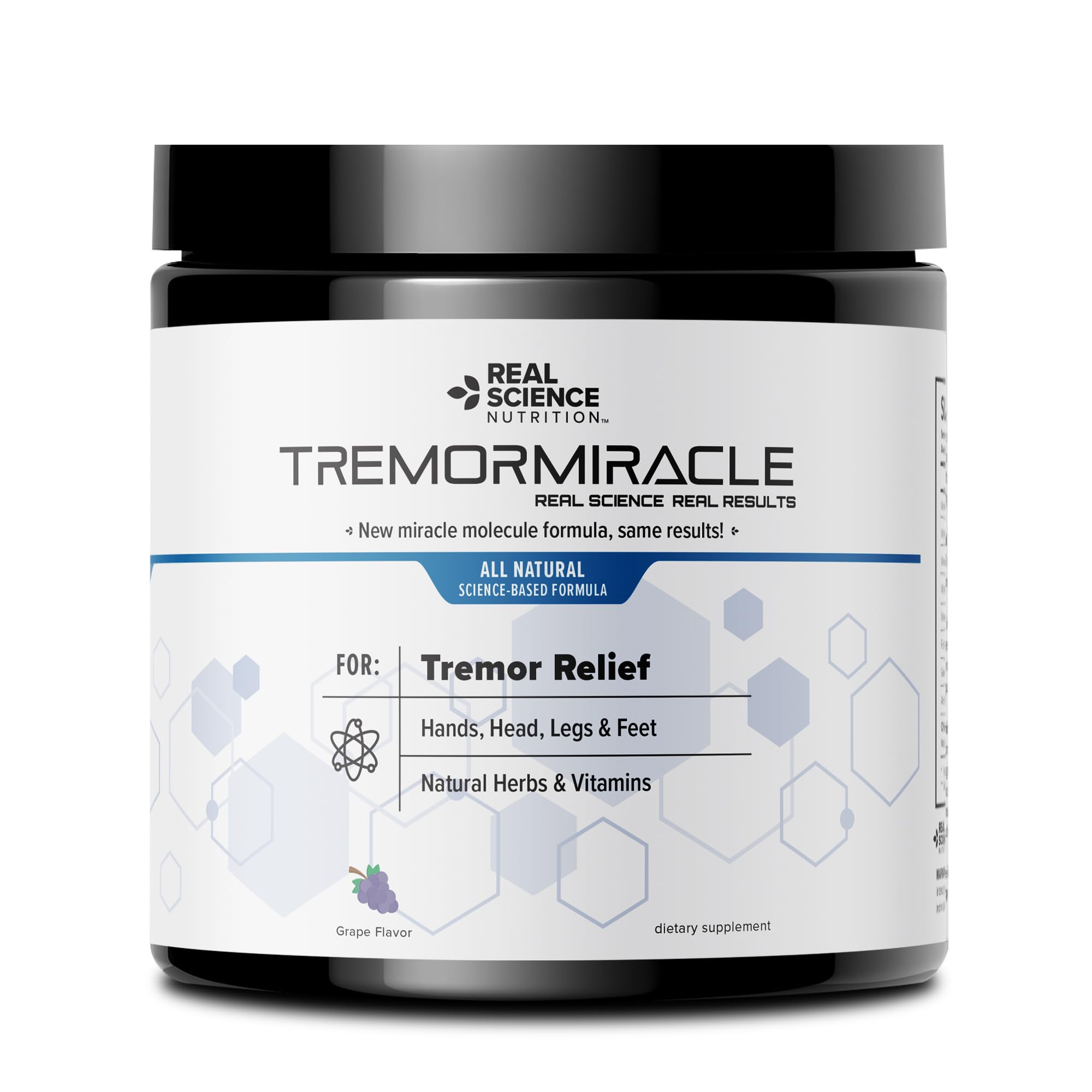 Real Science Nutrition Tremor Miracle Powder front view packaging