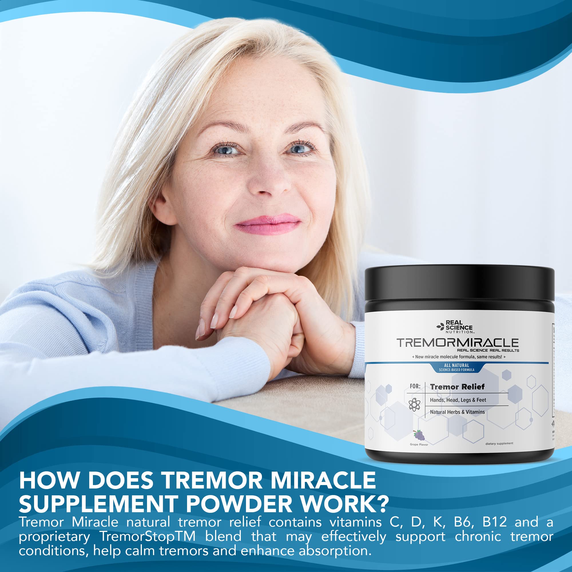 Real Science Nutrition Tremor Miracle Powder side view packaging