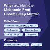 Rebalance Dream Sleep Mints displayed with ingredients