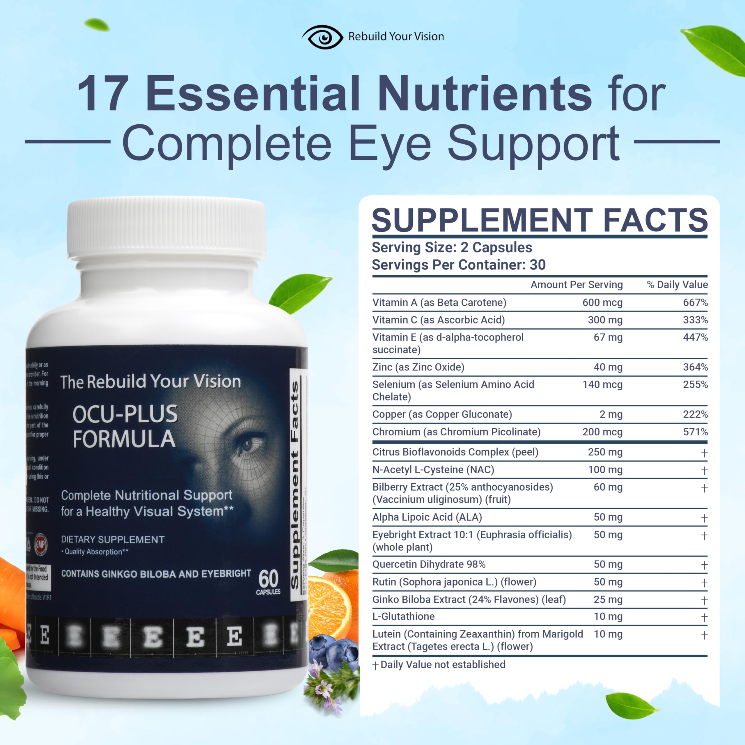 Rebuild Your Vision Ocu-Plus Formula 60g ingredients list