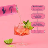 Recess Alcohol-Free Cosmo Mocktail served in a glass with lime