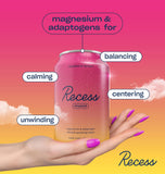 Recess Magnesium Sparkling Water can on a table with ice