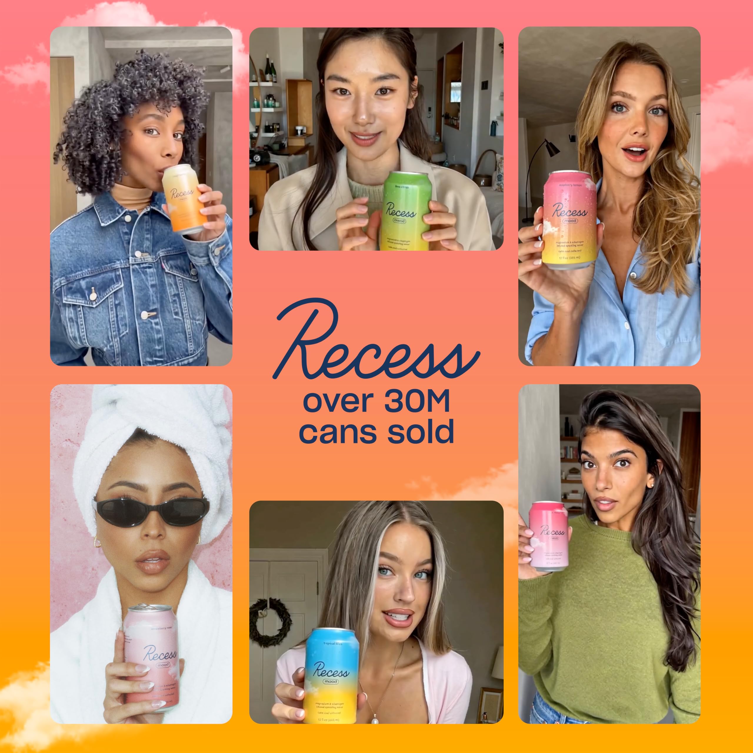 Recess Magnesium Sparkling Water can with fresh grapefruit and tangerine