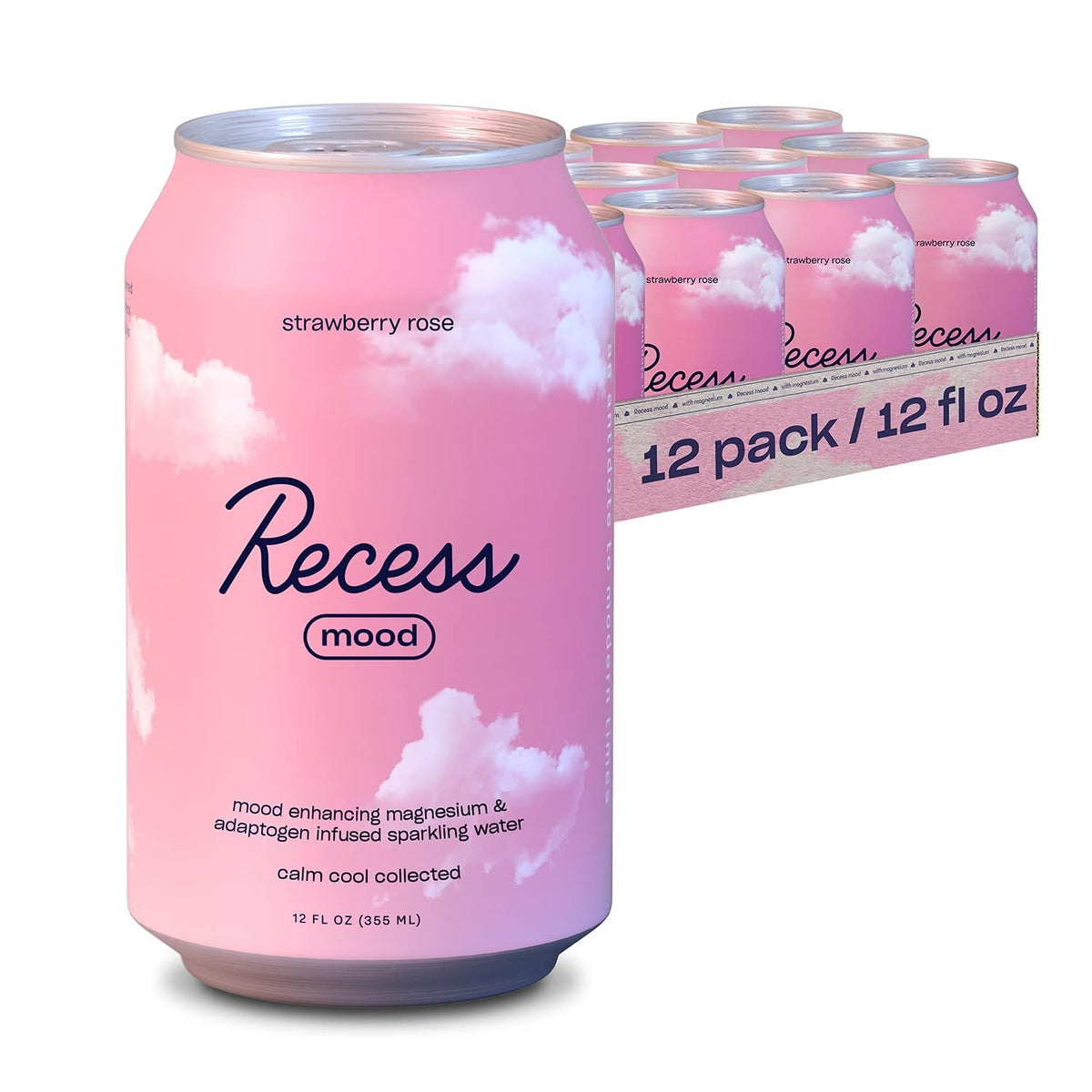 Recess Magnesium Sparkling Water front view with strawberries