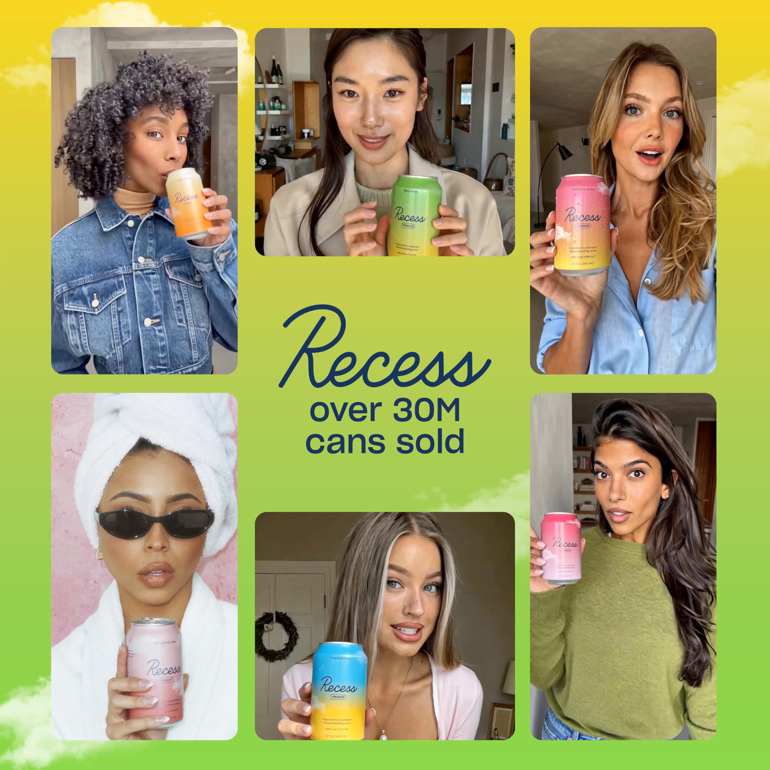 Recess Mood Lime Citrus Sparkling Water displayed with ice