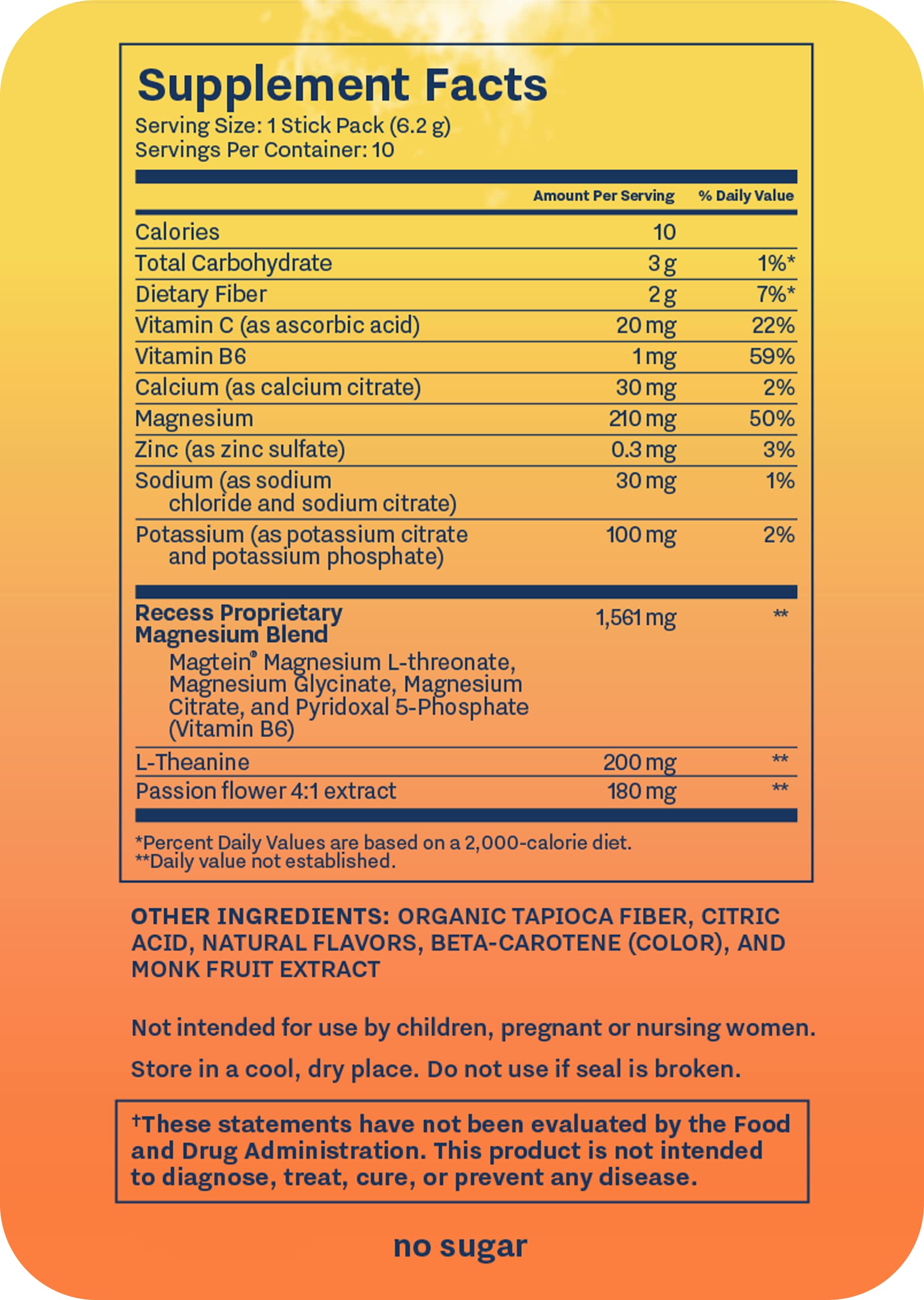Recess Mood Powder nutritional information