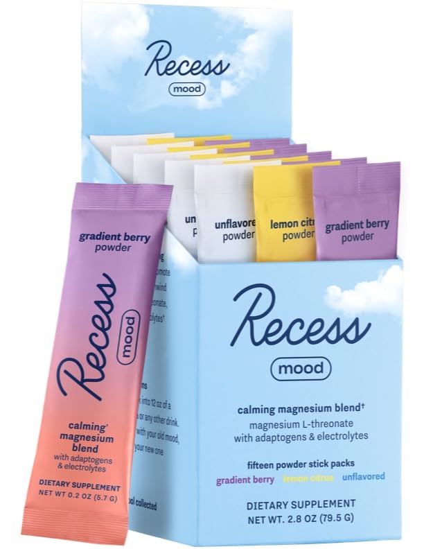 Recess Mood Powder Sampler Box front view with gradient berry and lemon citrus flavours