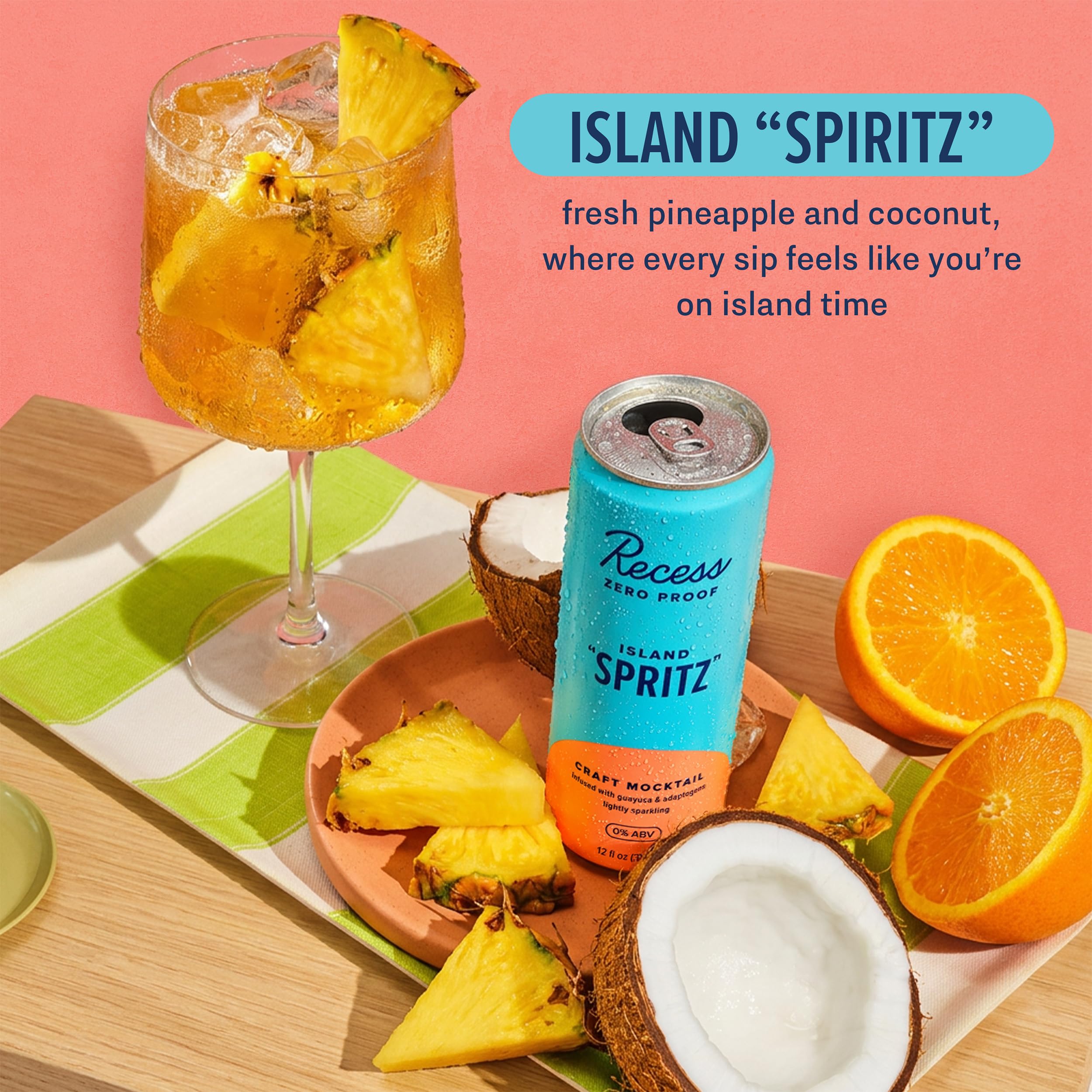 Recess Pineapple Coconut Mocktail ingredients display