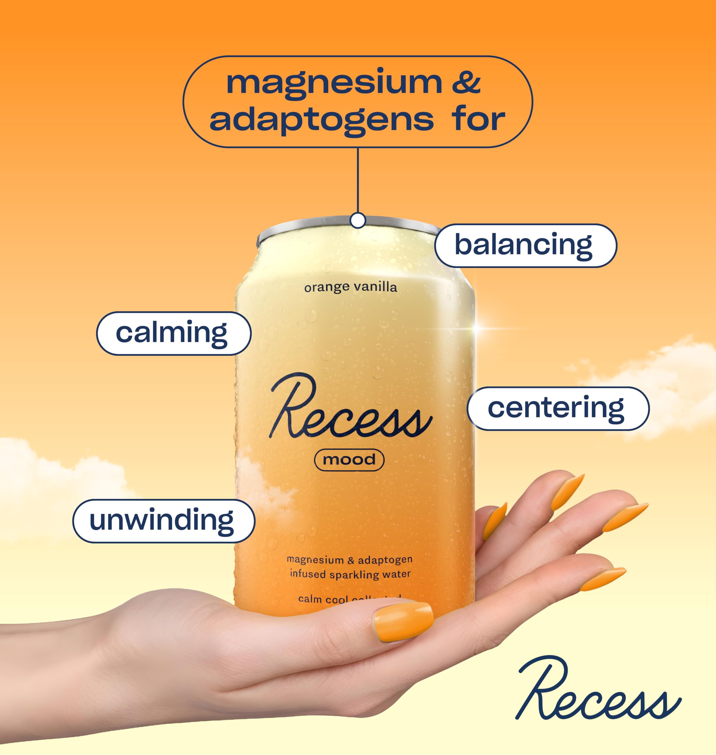 Recess Sparkling Water Orange Vanilla close-up of ingredients