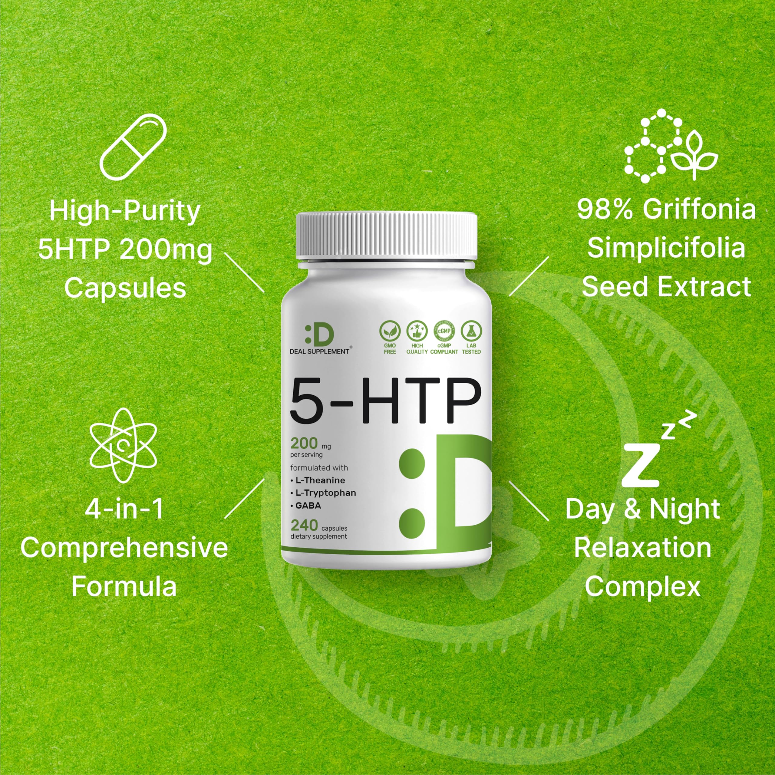 Red 5-HTP Supplement showing capsule texture