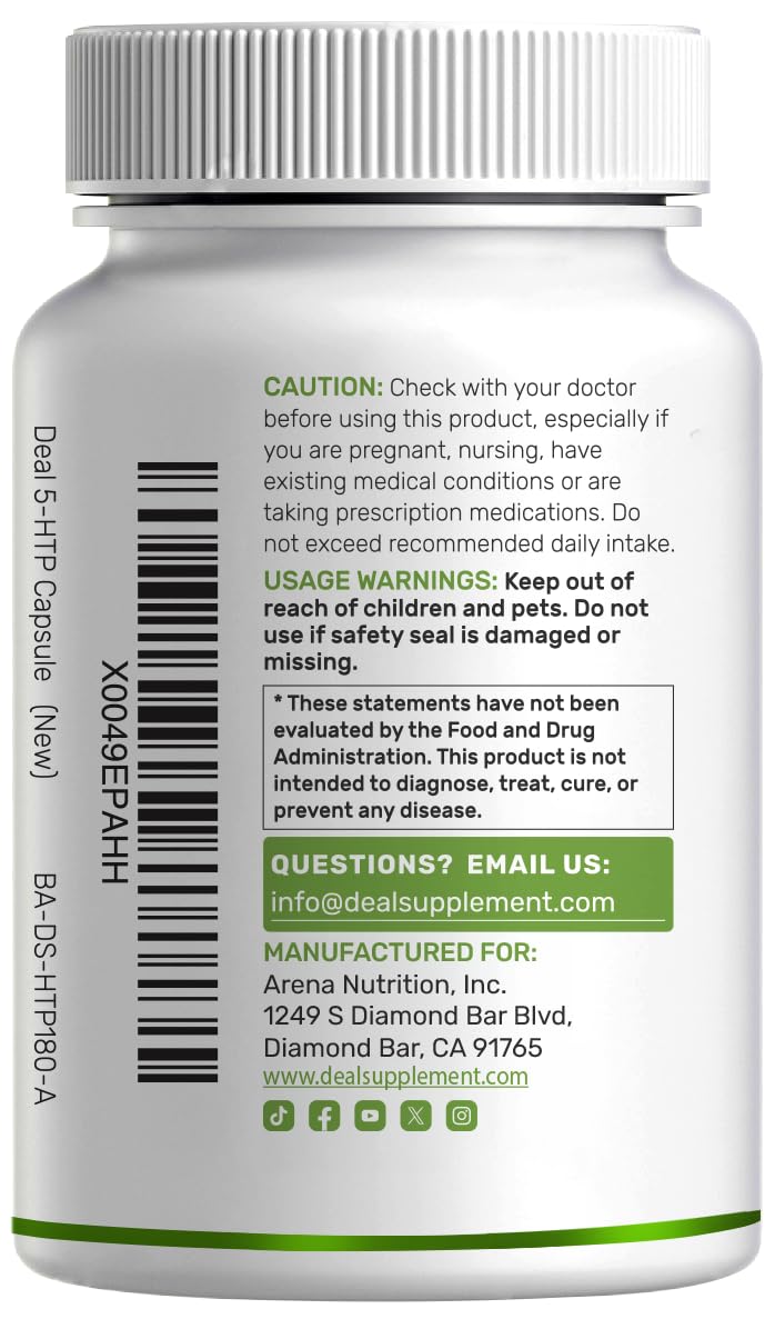 Red 5-HTP Supplement side view showing capsule size