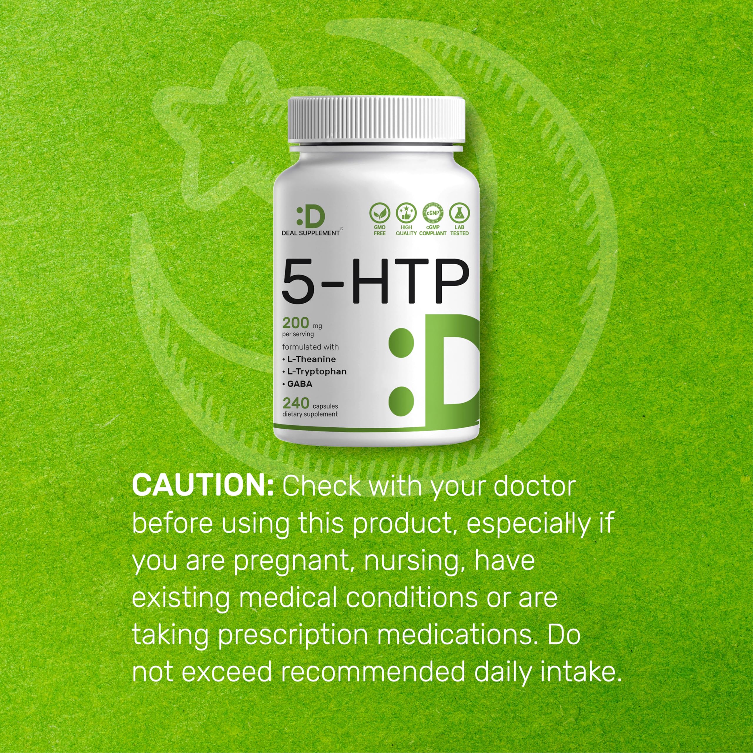 Red 5-HTP Supplement with a lifestyle background