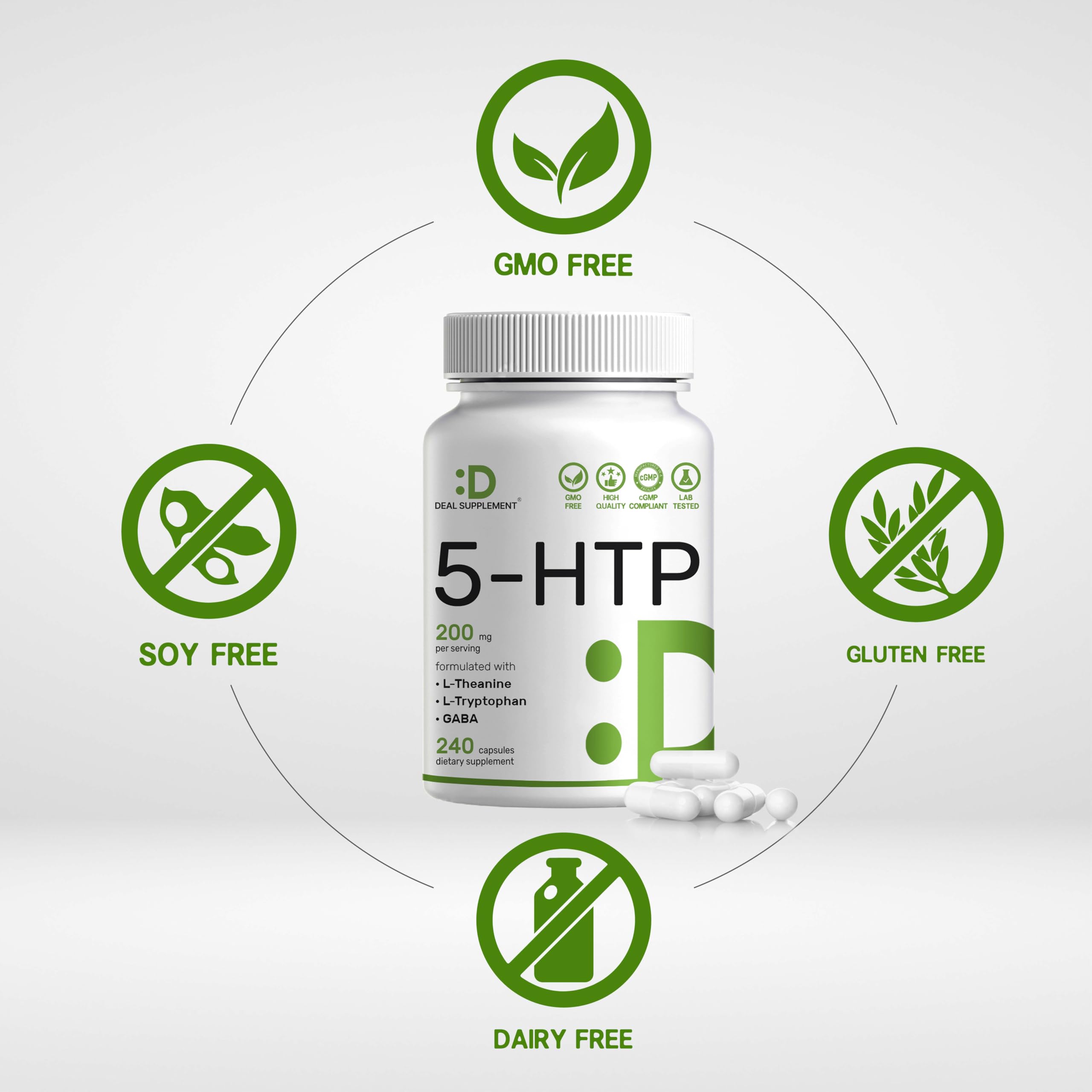 Red 5-HTP Supplement with measuring spoon for dosage