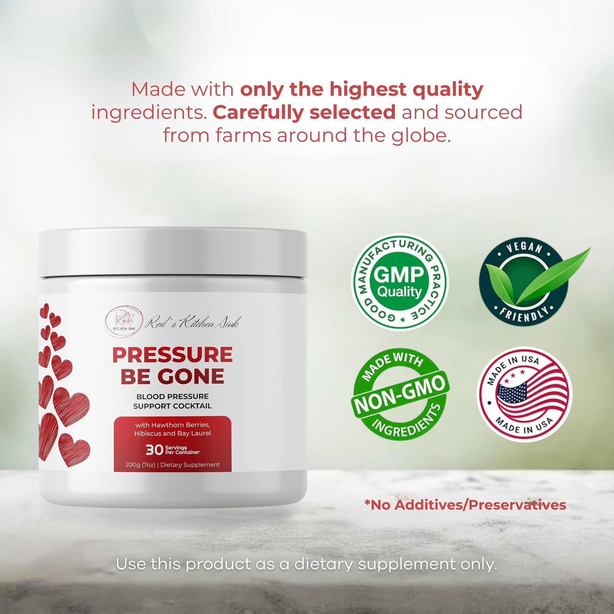 Red's Kitchen Sink Hawthorn Herbal Supplement nutritional information