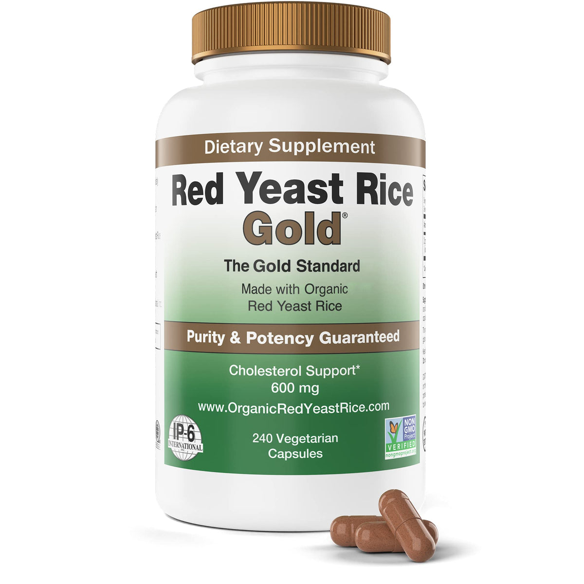 Red Yeast Rice Gold Organic Red Yeast Rice 1200mg Capsules front view