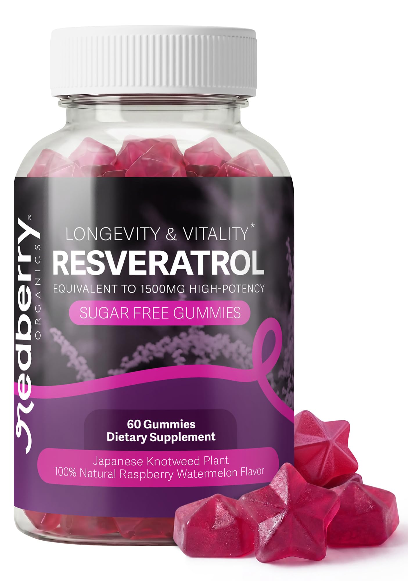 Redberry Organics Resveratrol Gummies 1500mg front view
