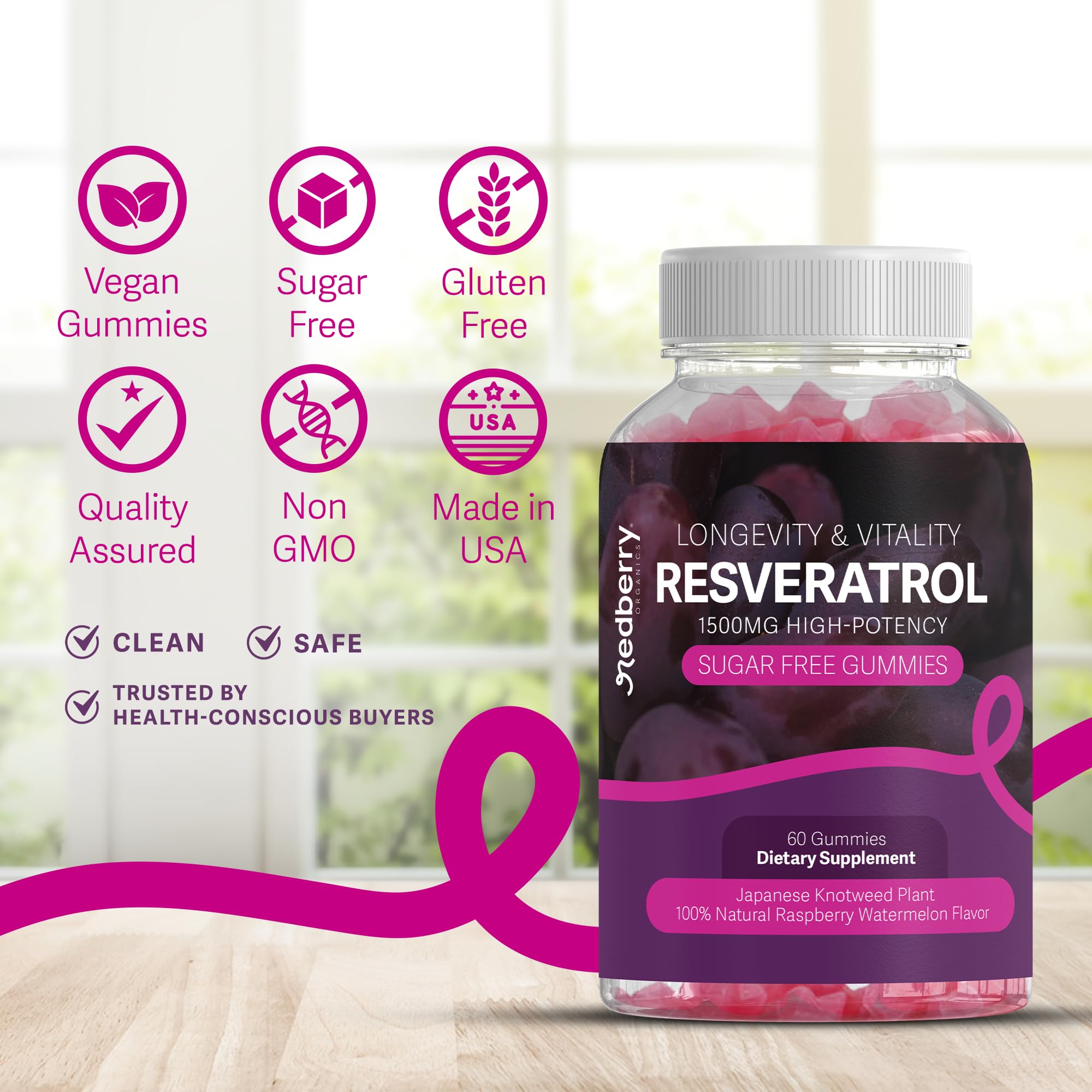 Redberry Organics Resveratrol Gummies 1500mg lifestyle scene