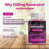 Redberry Organics Resveratrol Gummies 1500mg with ingredients list