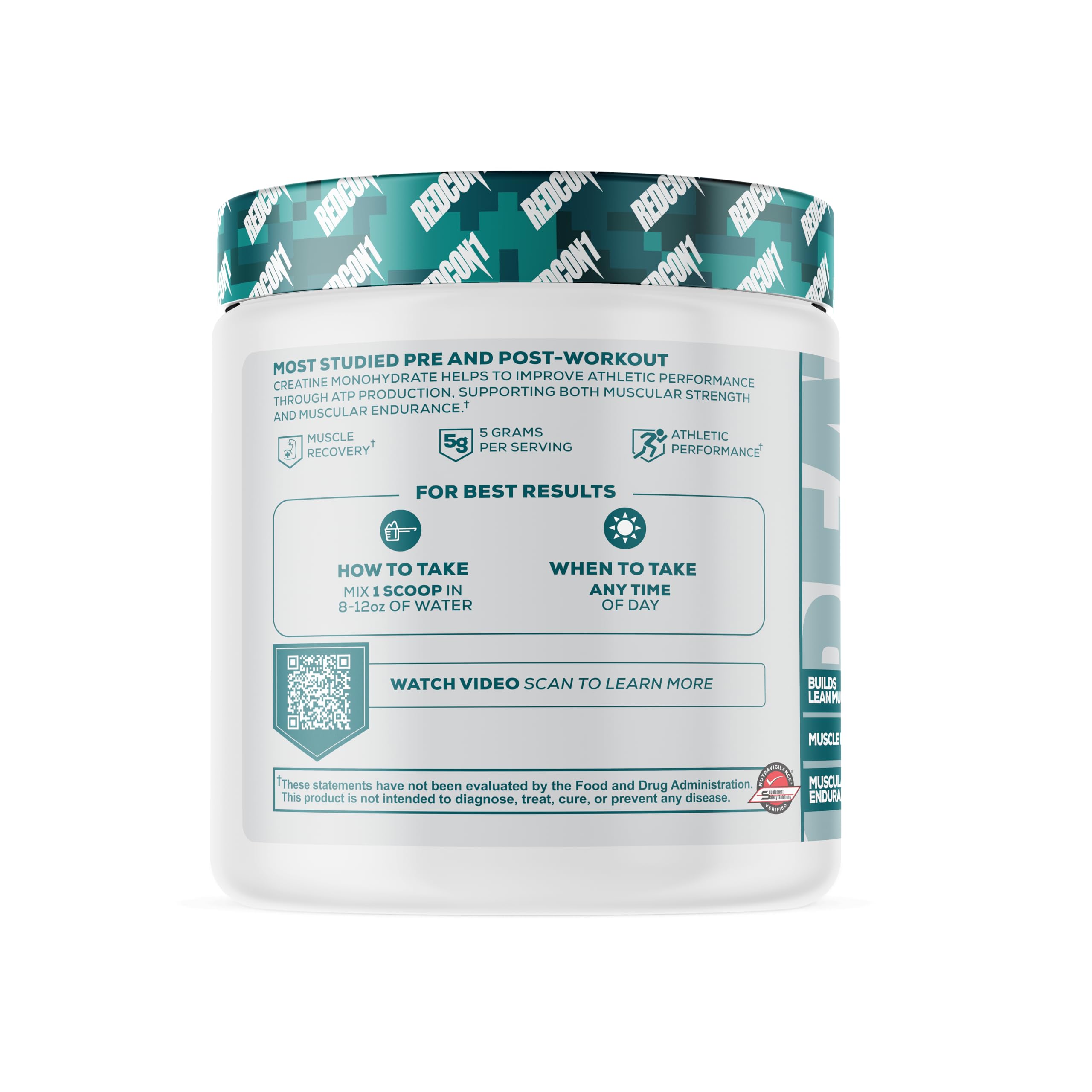 REDCON1 Creatine Monohydrate Powder 300g back view