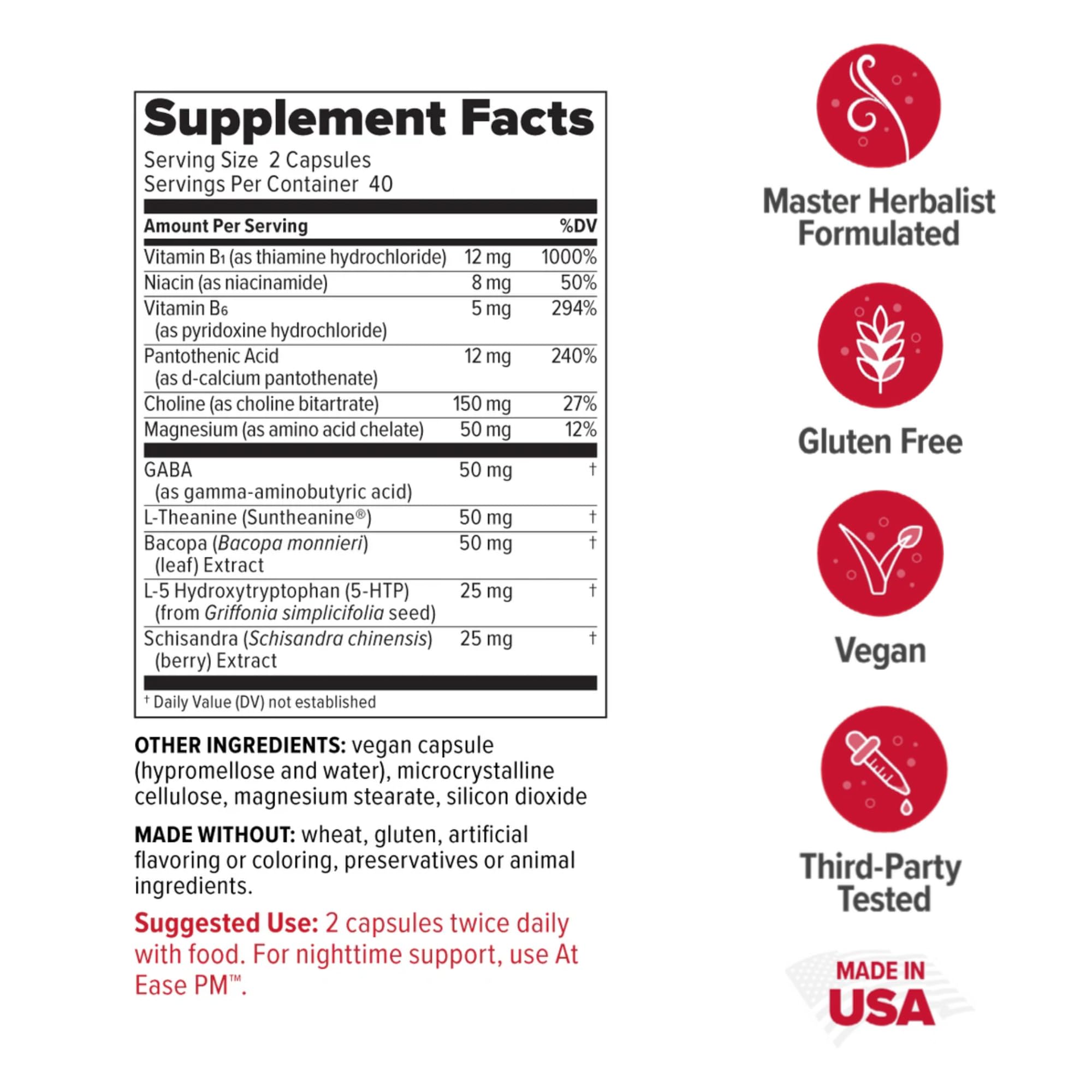 Redd Remedies At Ease 80 Vegan Capsules side view
