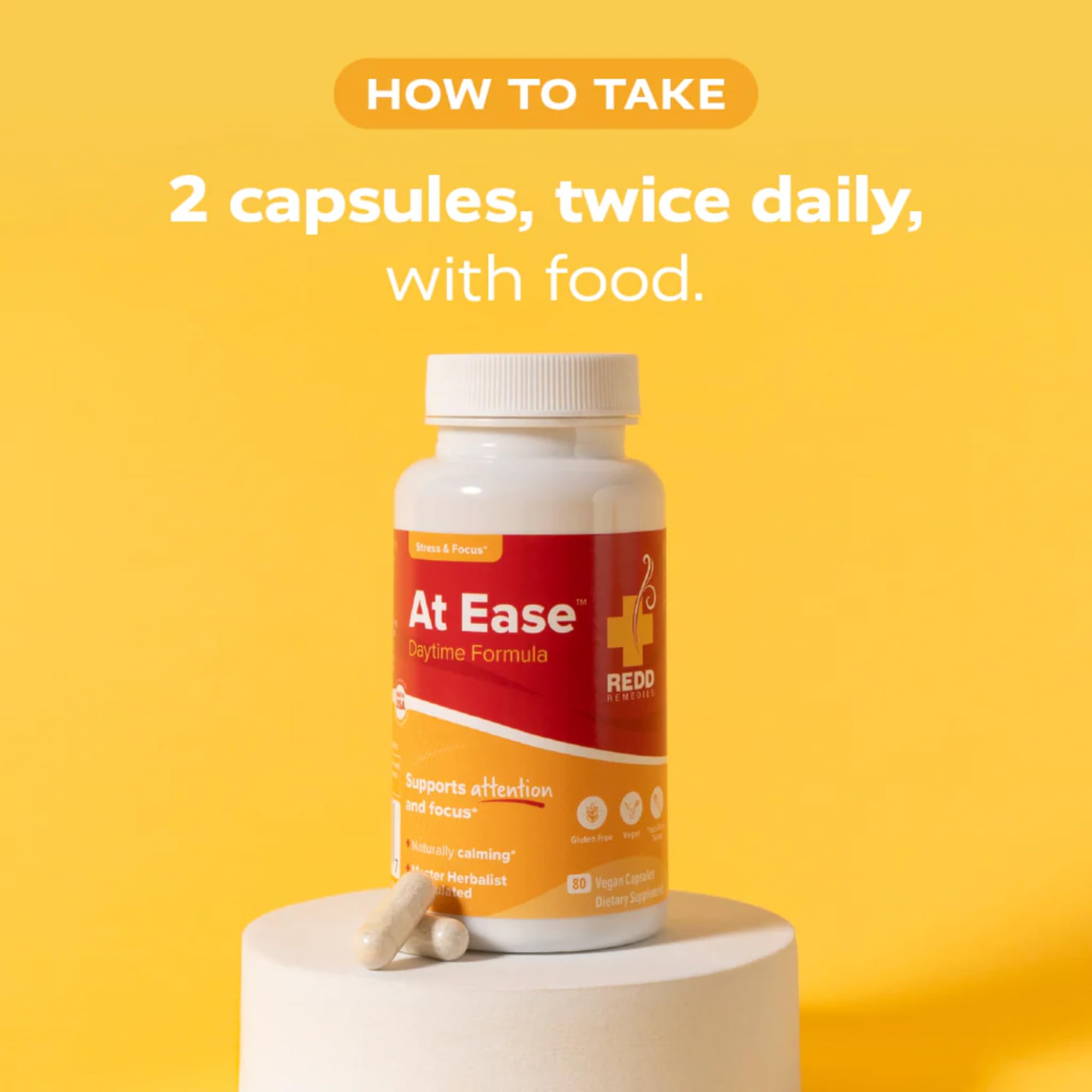 Redd Remedies At Ease 80 Vegan Capsules with measuring spoon