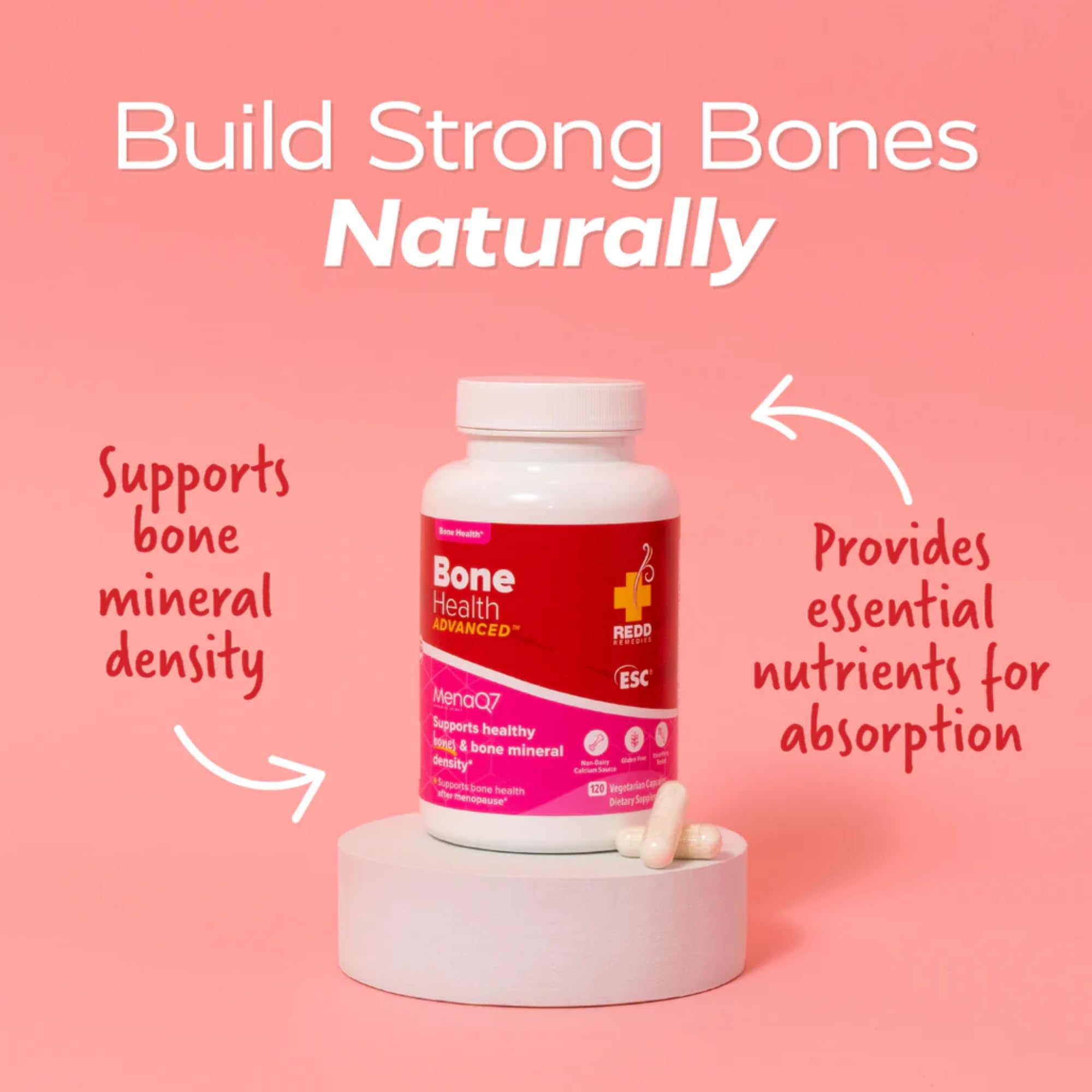 Redd Remedies Bone Support Supplement back view with ingredients list