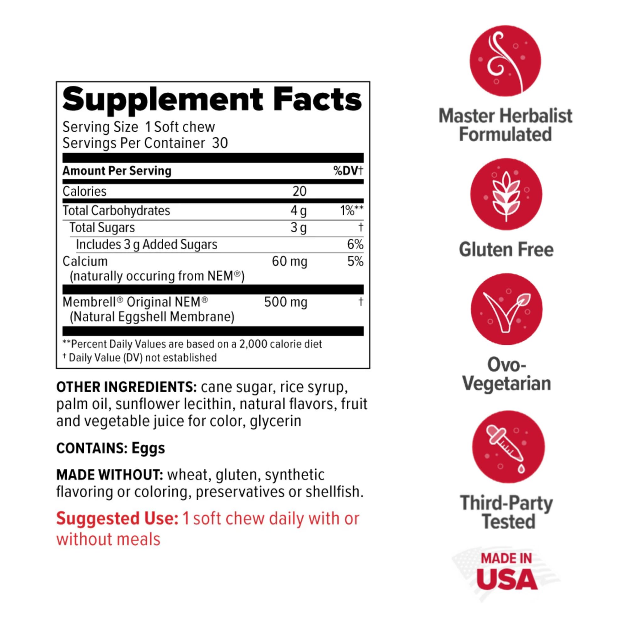 Redd Remedies Joint Health Original side view showing ingredients