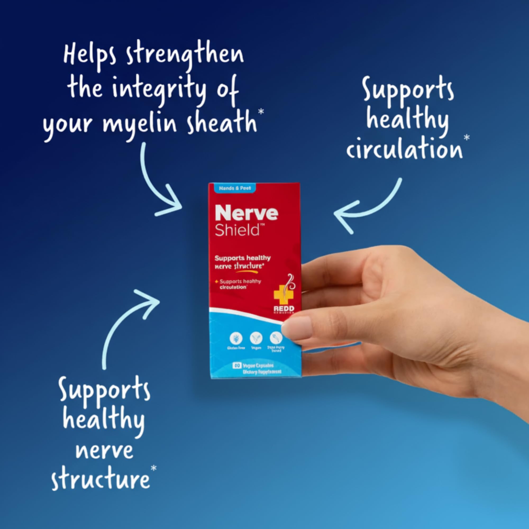 Redd Remedies Nerve Shield bottle with a measuring spoon