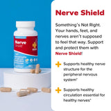 Redd Remedies Nerve Shield bottle with a plant background