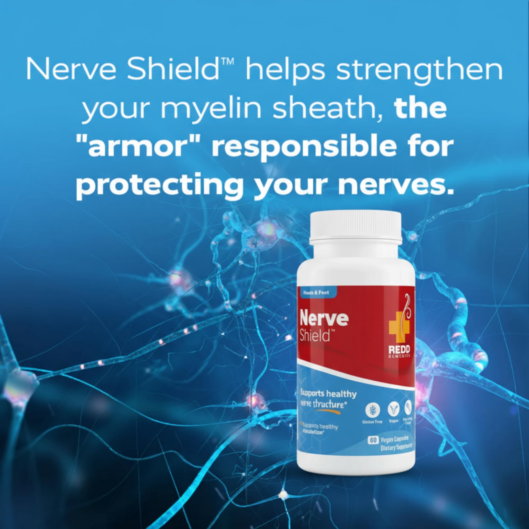 Redd Remedies Nerve Shield capsules in a clear dish