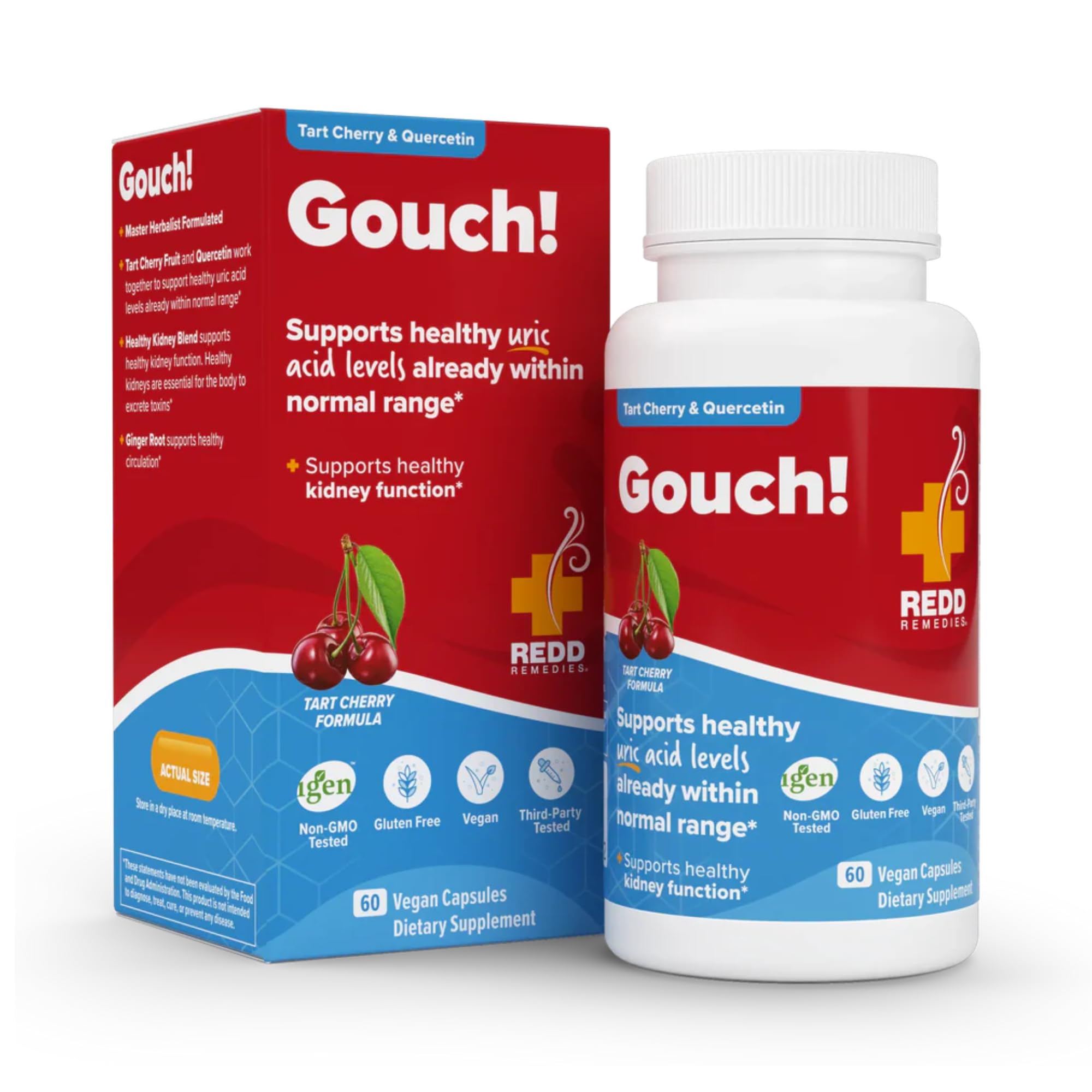 Redd Remedies Uric Acid Support Supplement front view with packaging