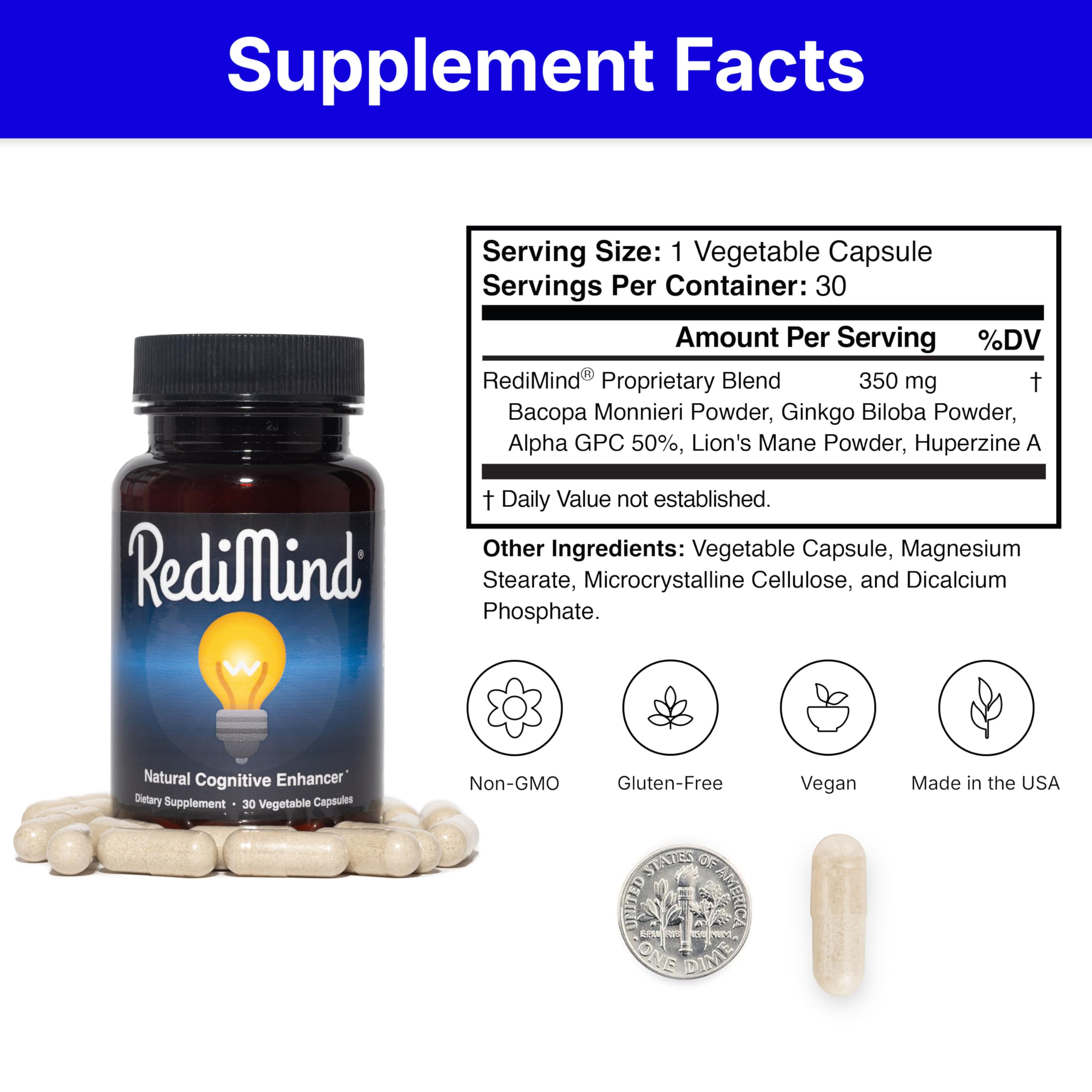 RediMind Ginkgo Biloba Supplement close-up of capsules