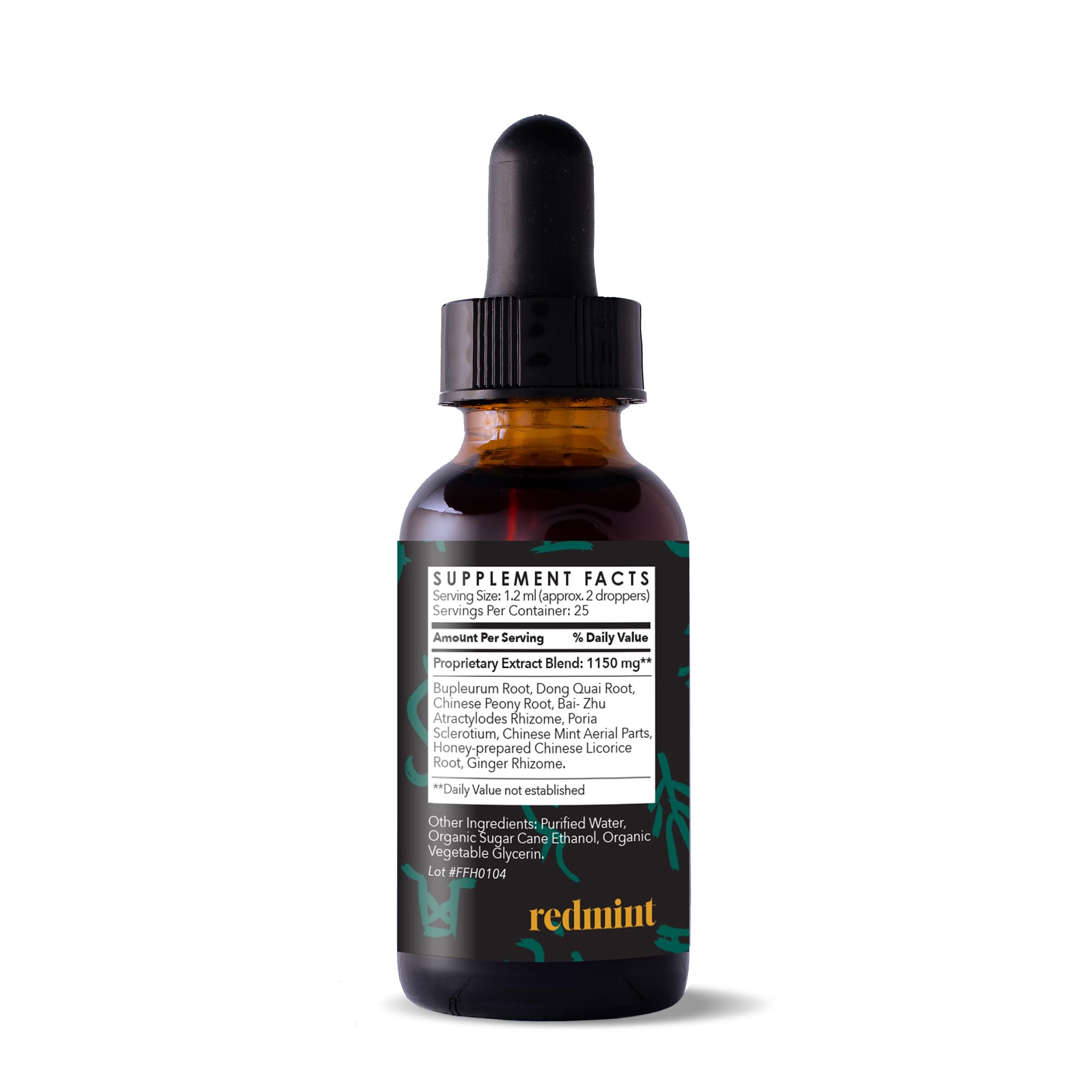 Redmint daily wellness & Chill Herbal Tincture dropper and bottle