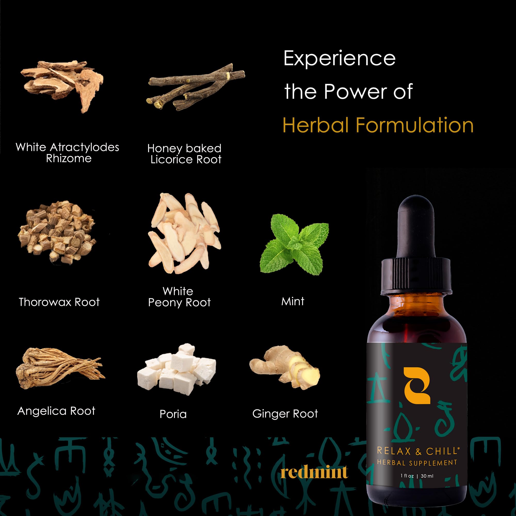 Redmint daily wellness & Chill Herbal Tincture ingredients list