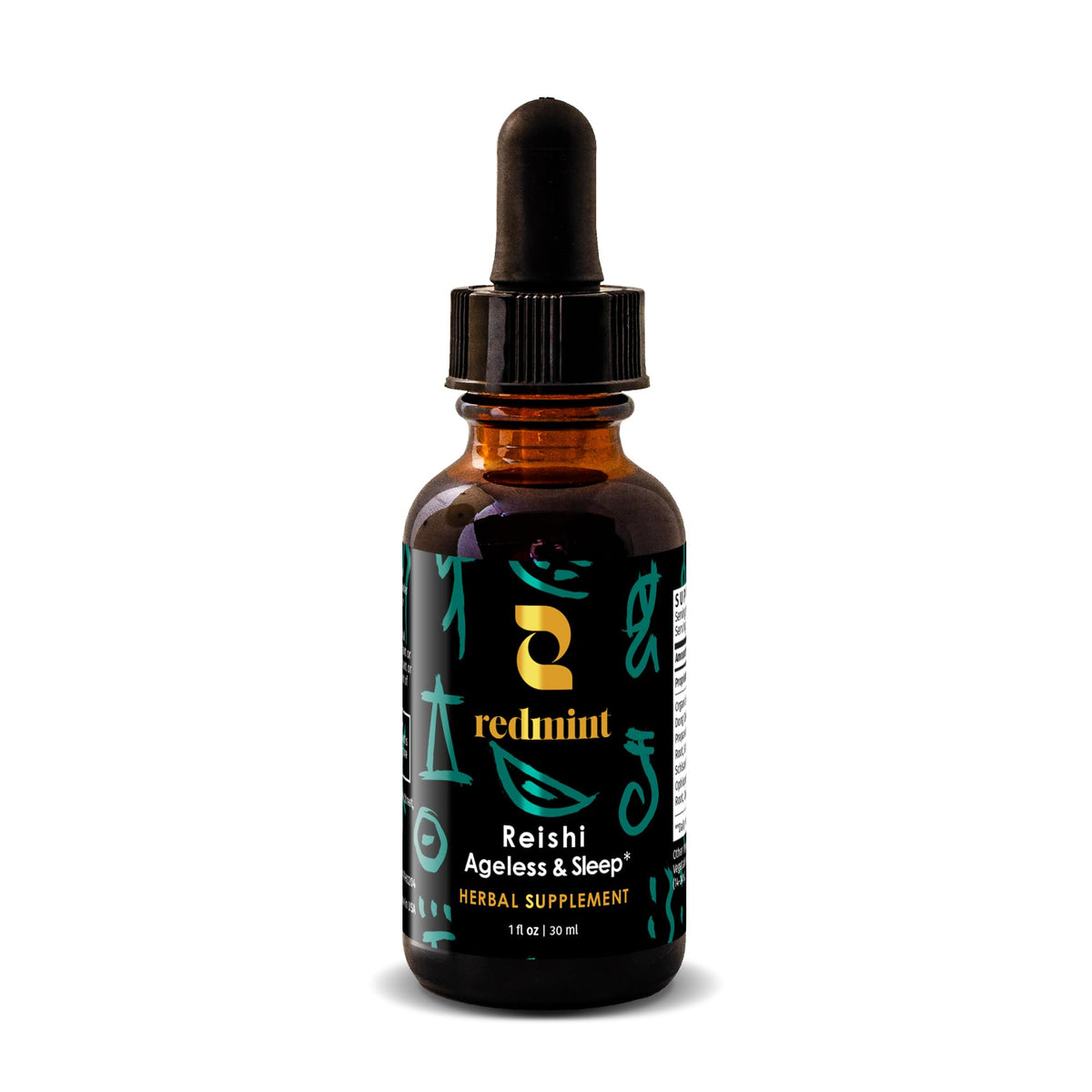 Redmint Reishi Mushroom Tincture front view, 82g bottle