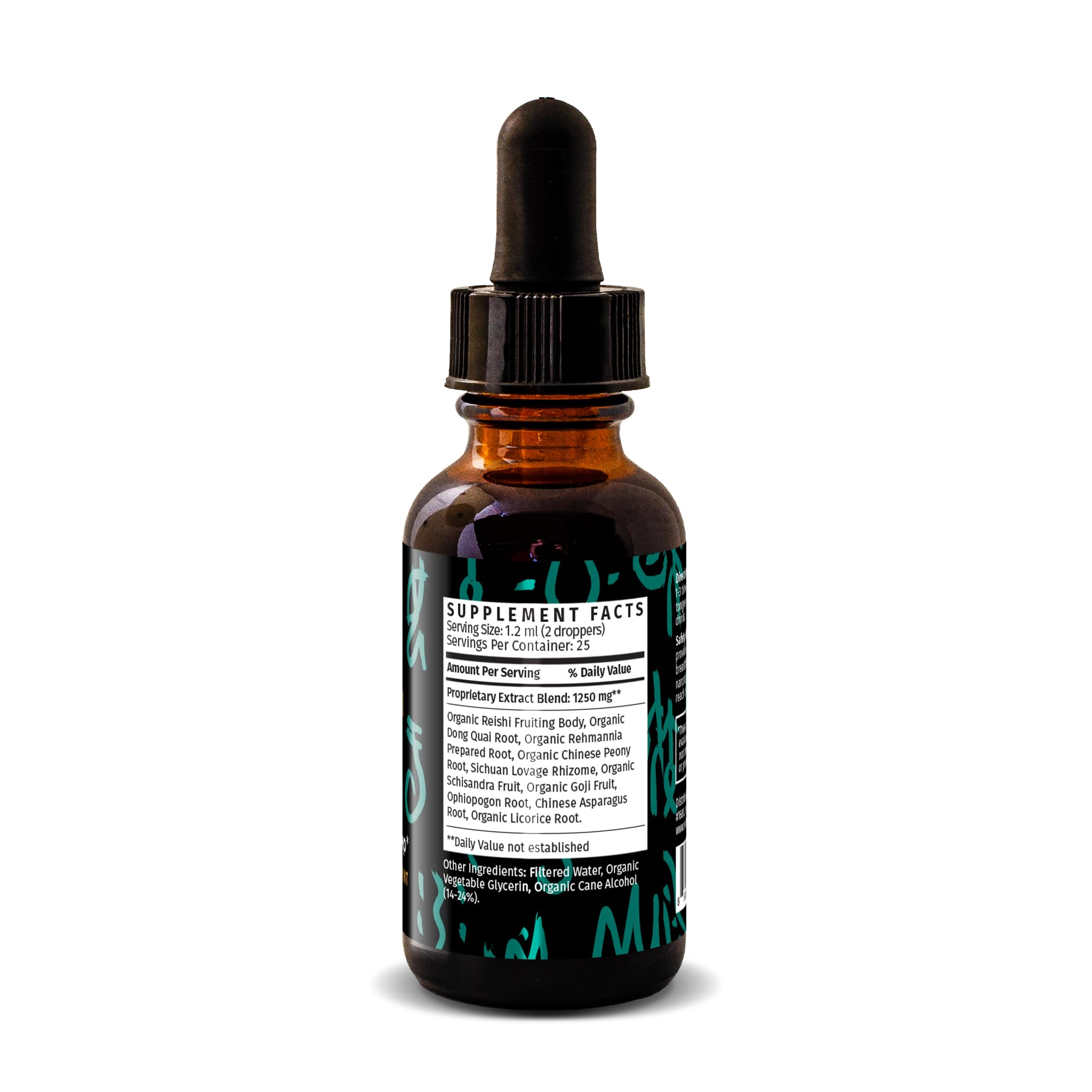 Redmint Reishi Mushroom Tincture label detail showing TCM formula