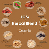 Redmint Reishi Mushroom Tincture packaging with herbs in the background
