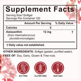 Redshine Astaxanthin Softgels 12mg on a wooden table