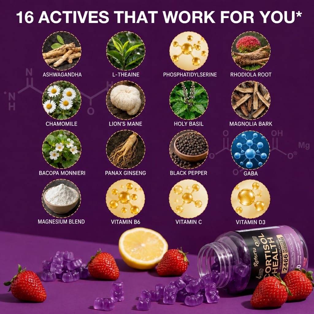 Refortu Cortisol Gummies strawberry flavour close-up