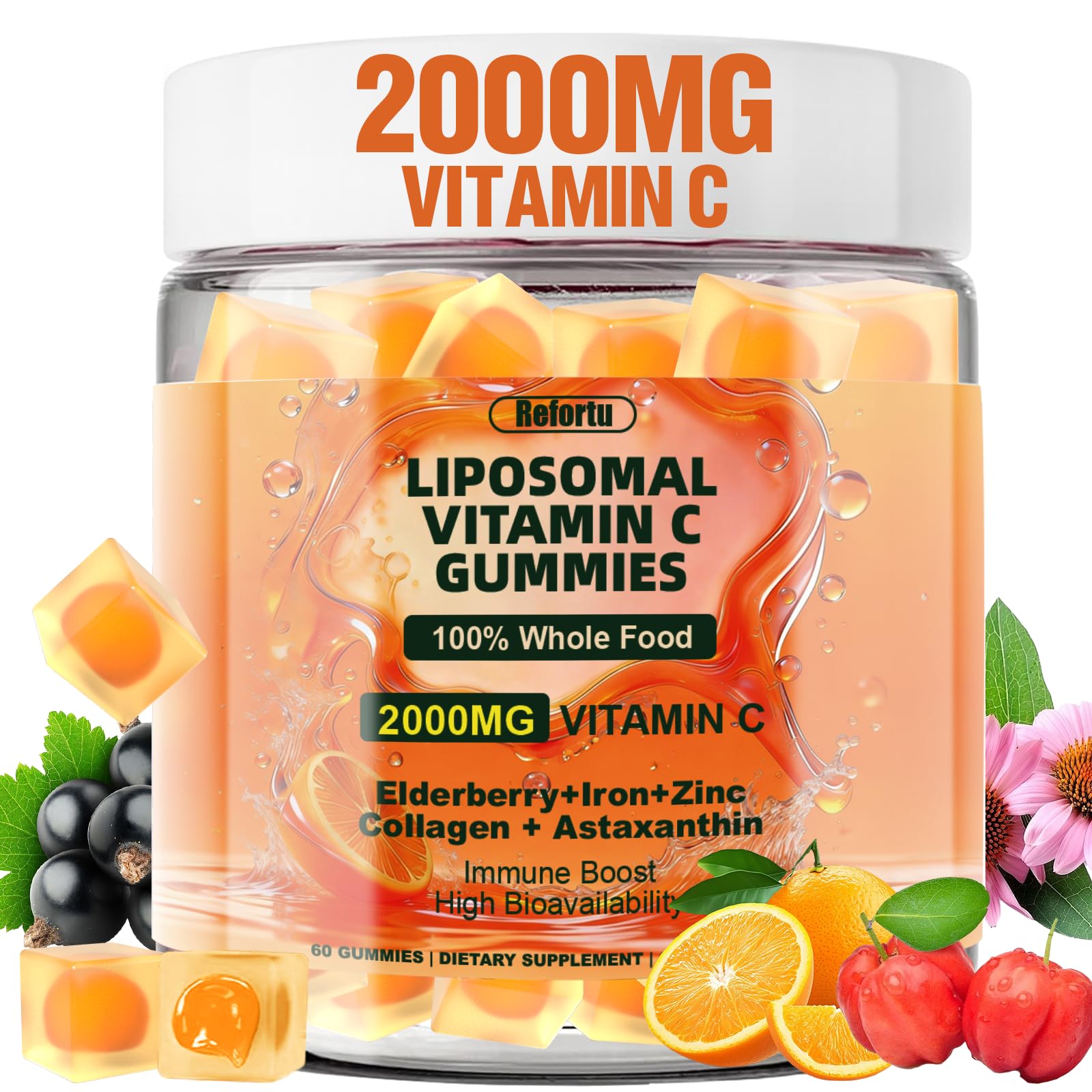 Refortu Liposomal Vitamin C Gummies 2000mg front view
